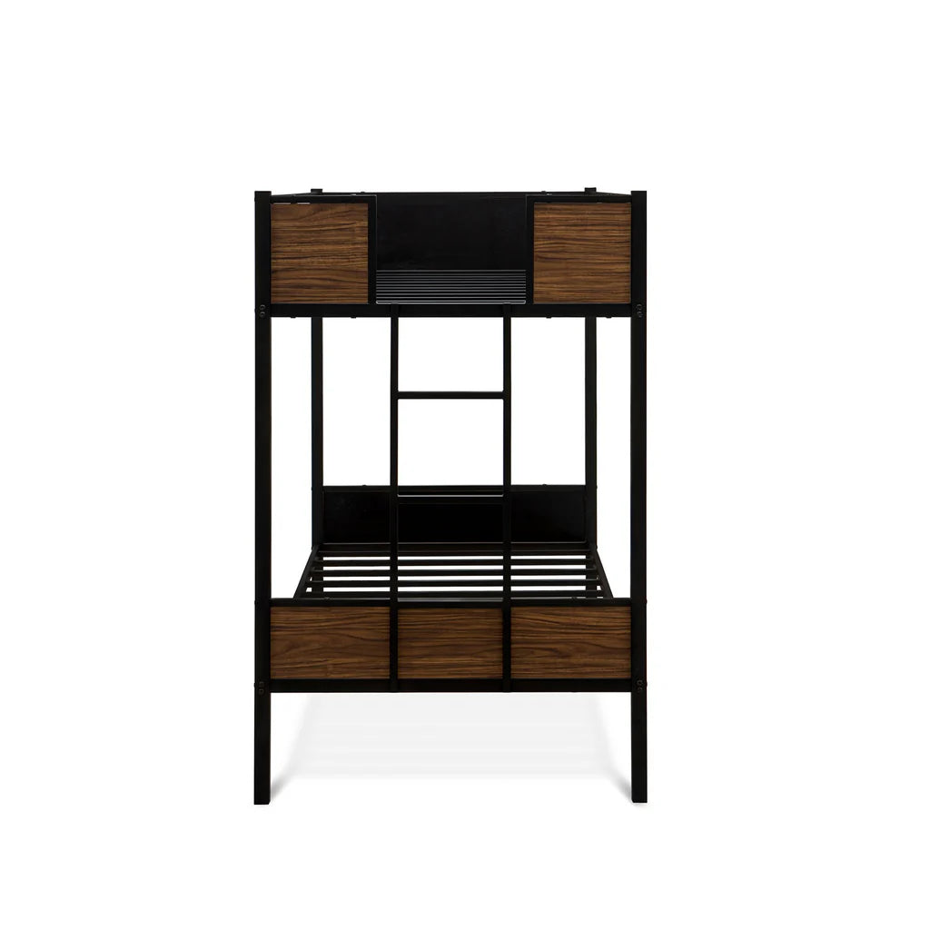 Lynfield Twin Bunk Bed in powder coating black color