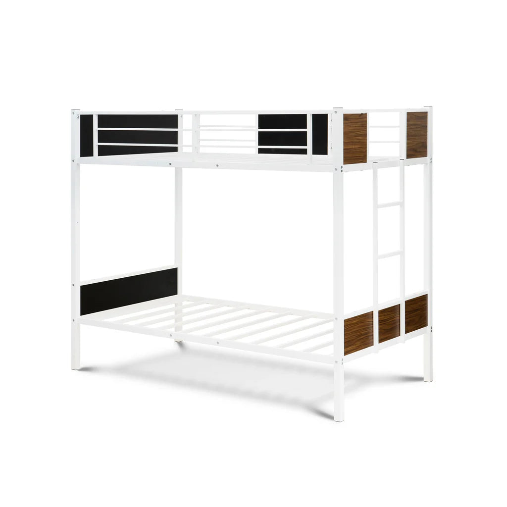 Lynfield Twin Bunk Bed in powder coating white color