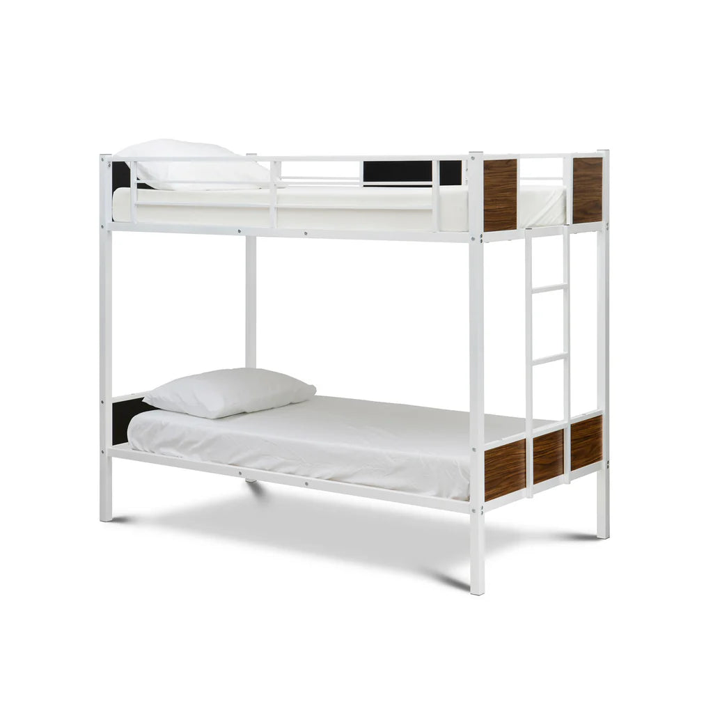 Lynfield Twin Bunk Bed in powder coating white color