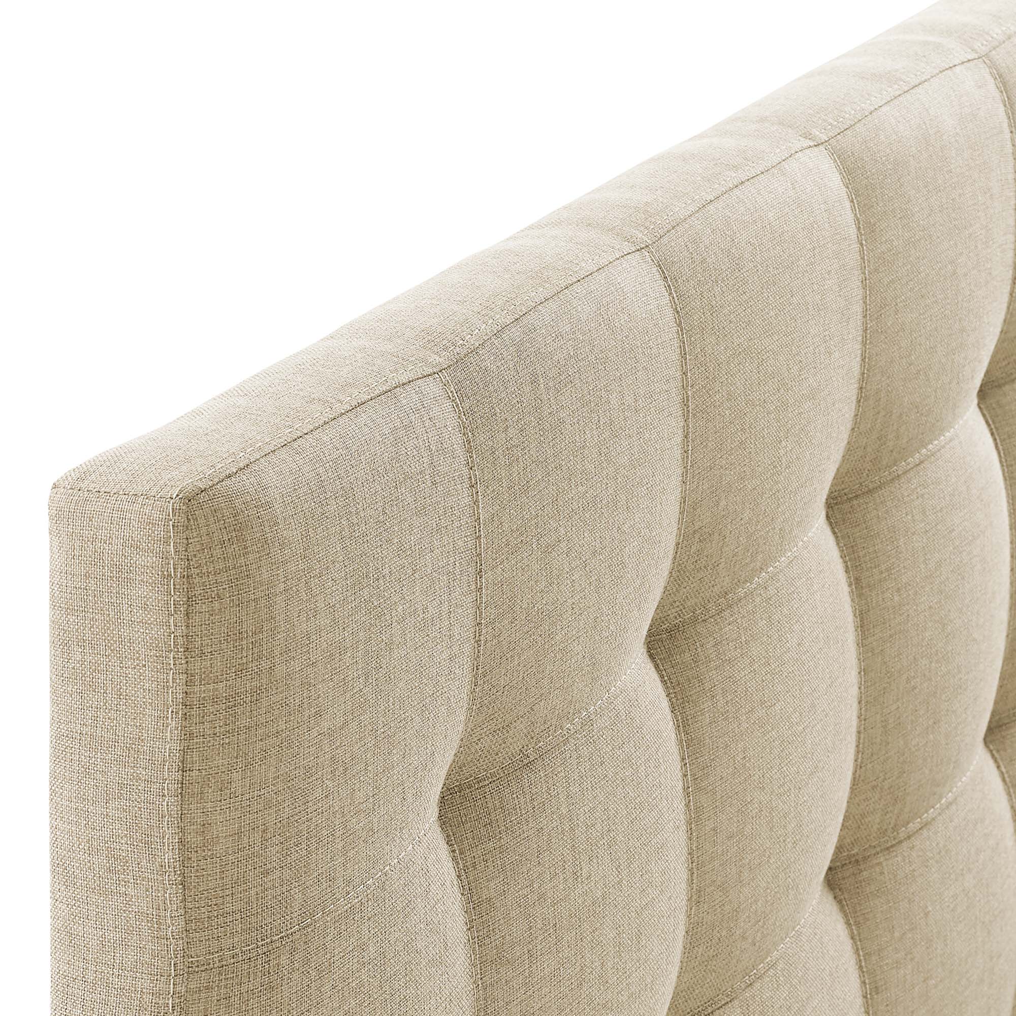 Lily Upholstered Fabric Queen Headboard, Beige