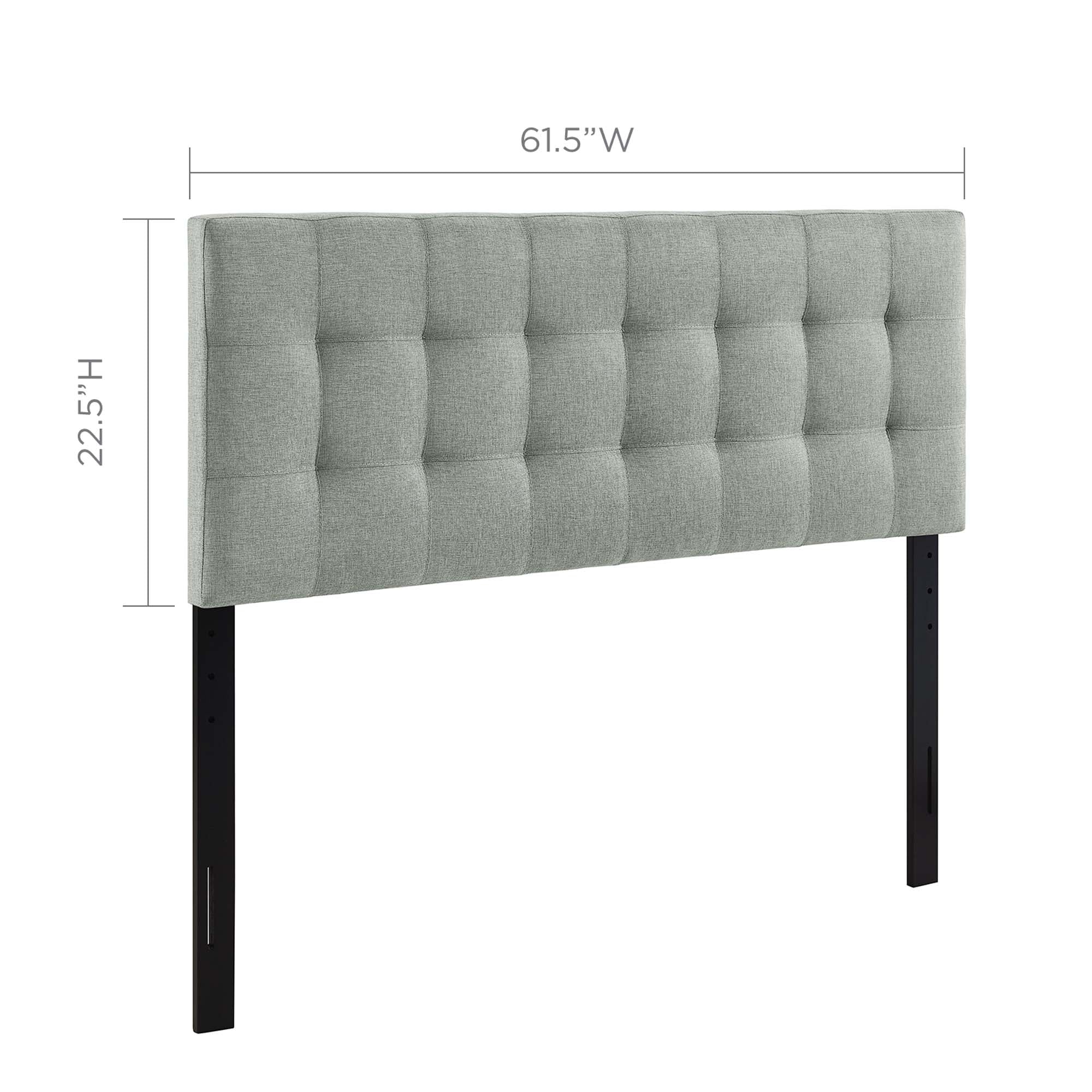 Lily Upholstered Fabric Queen Headboard, Gray