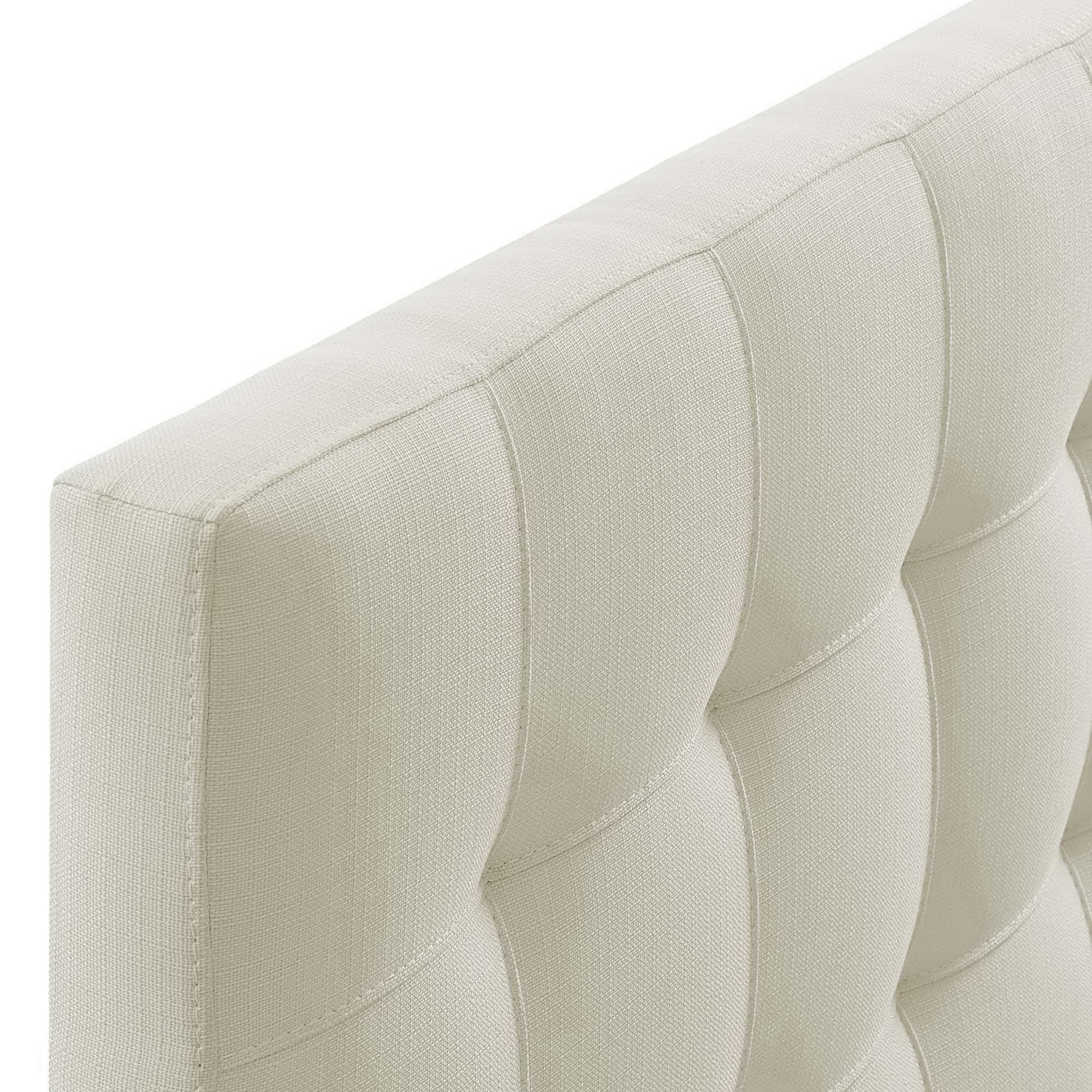 Lily Upholstered Fabric Queen Headboard, Ivory