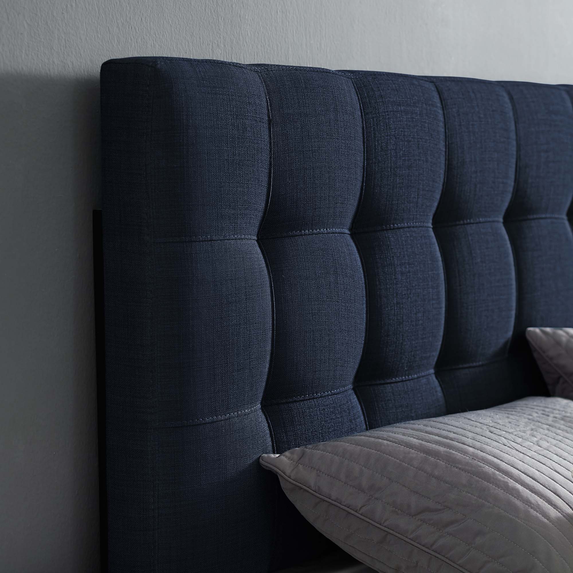 Lily Upholstered Fabric Queen Headboard, Navy