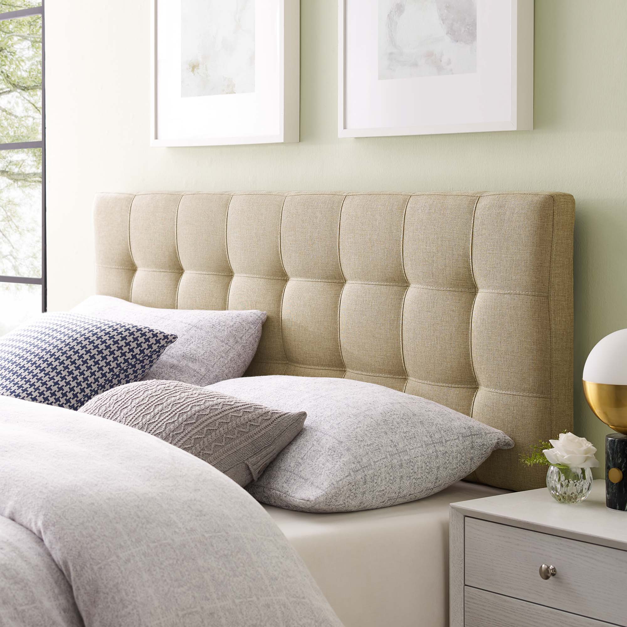 Lily Upholstered Fabric King Headboard, Beige