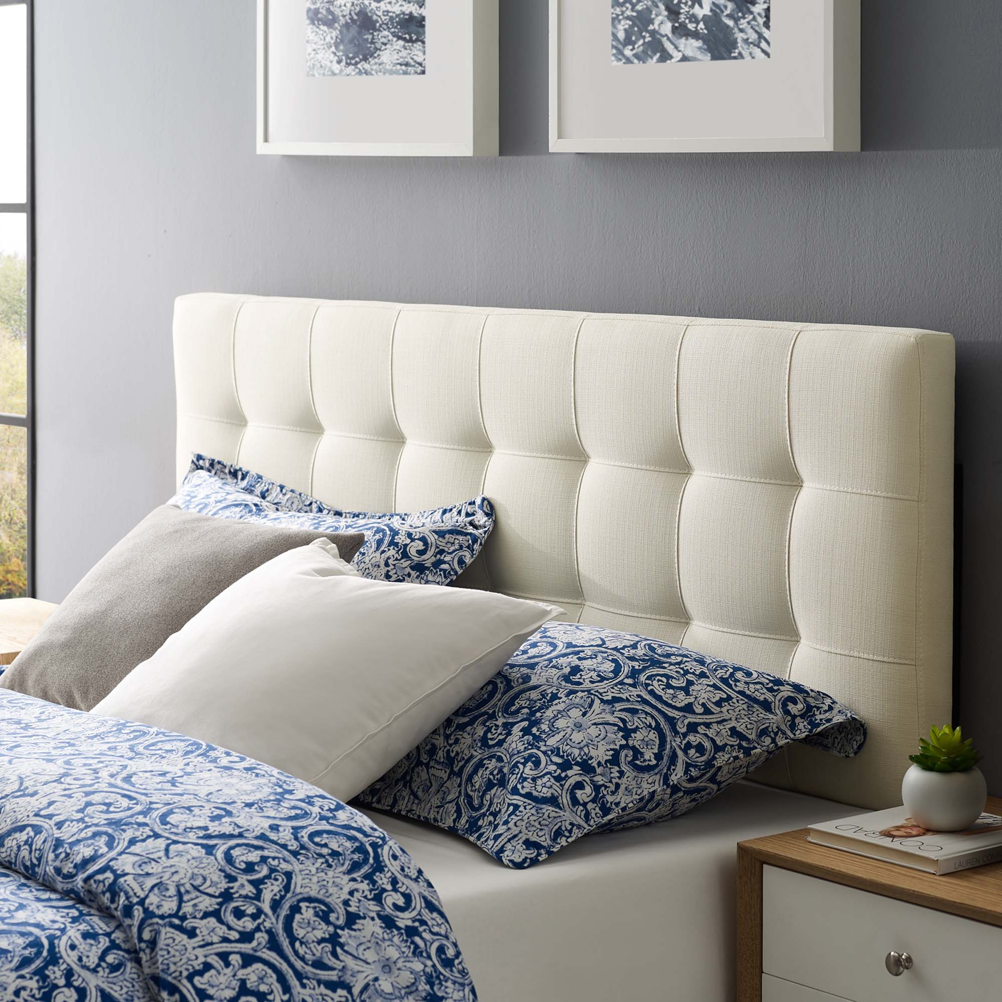 Lily Upholstered Fabric King Headboard, Ivory