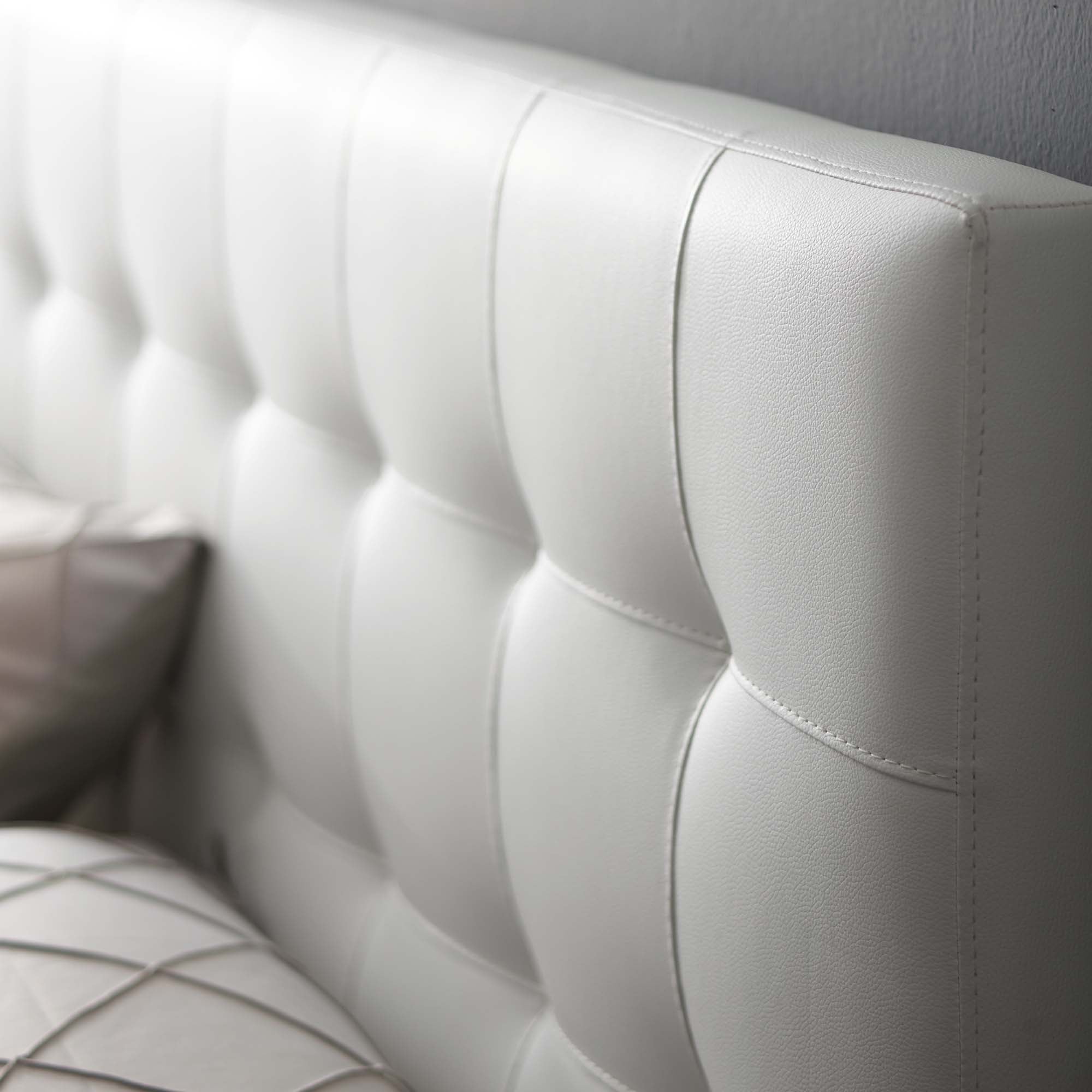 Lily Upholstered Vinyl King Headboard, White