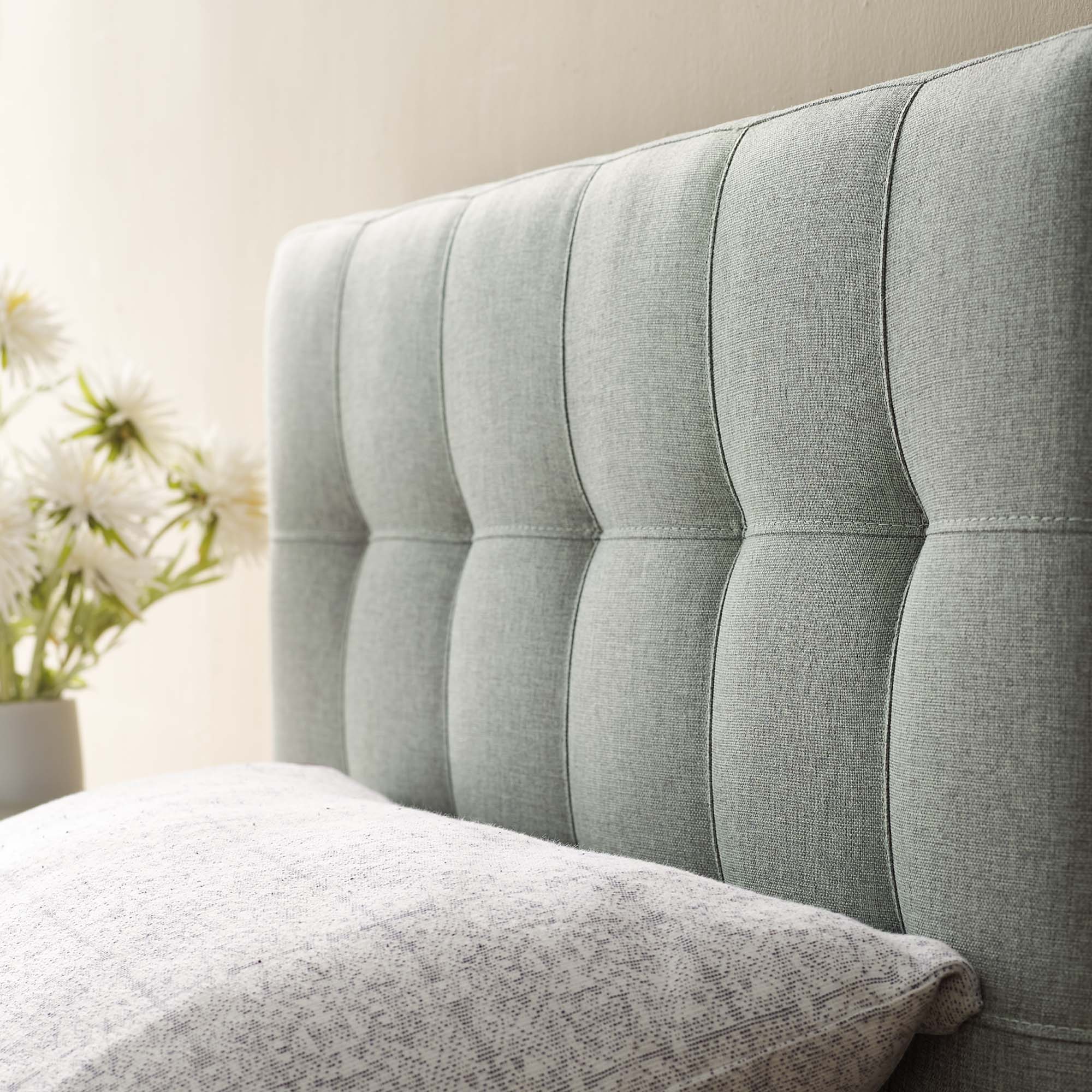 Lily Upholstered Fabric Twin Headboard, Gray