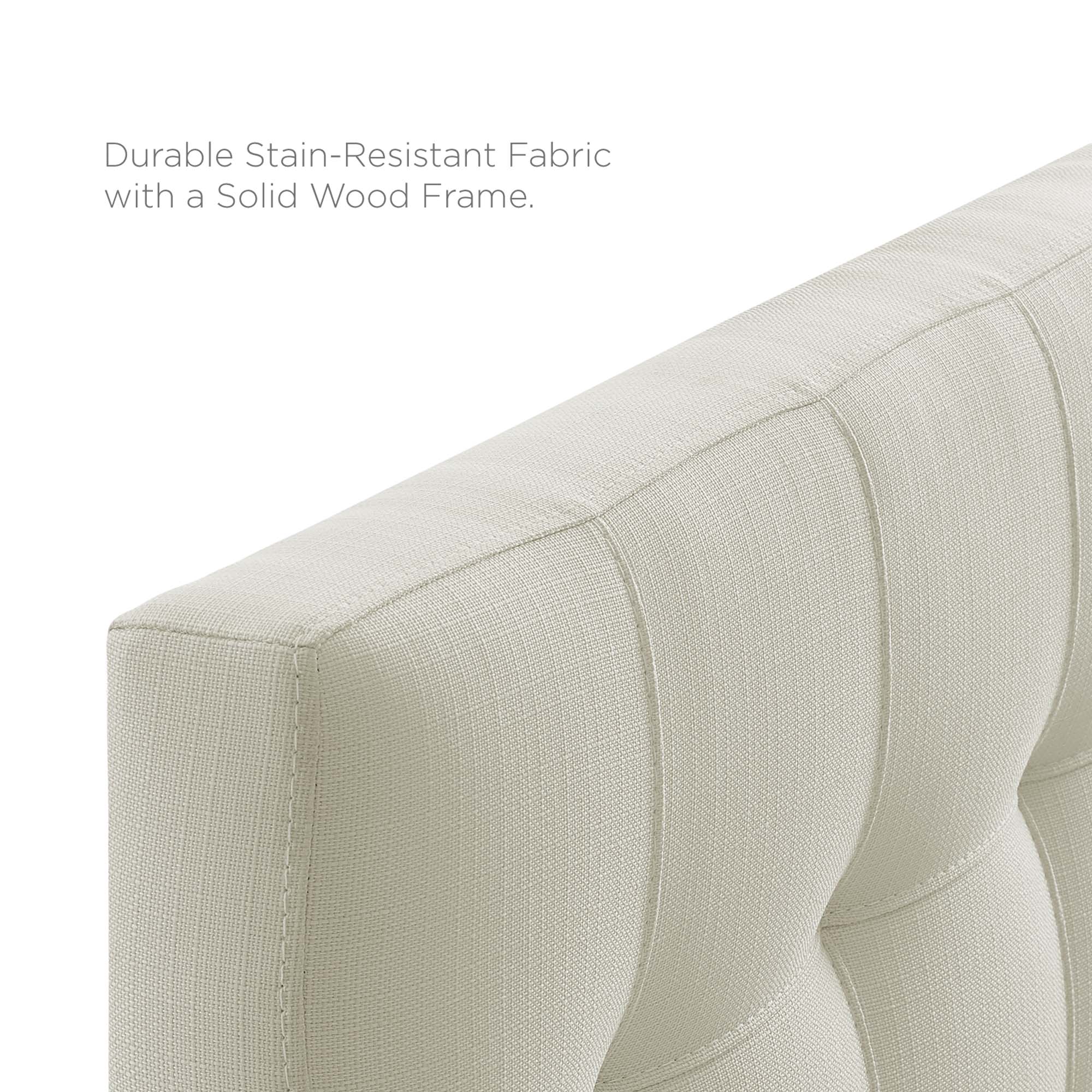 Lily Upholstered Fabric Twin Headboard, Ivory
