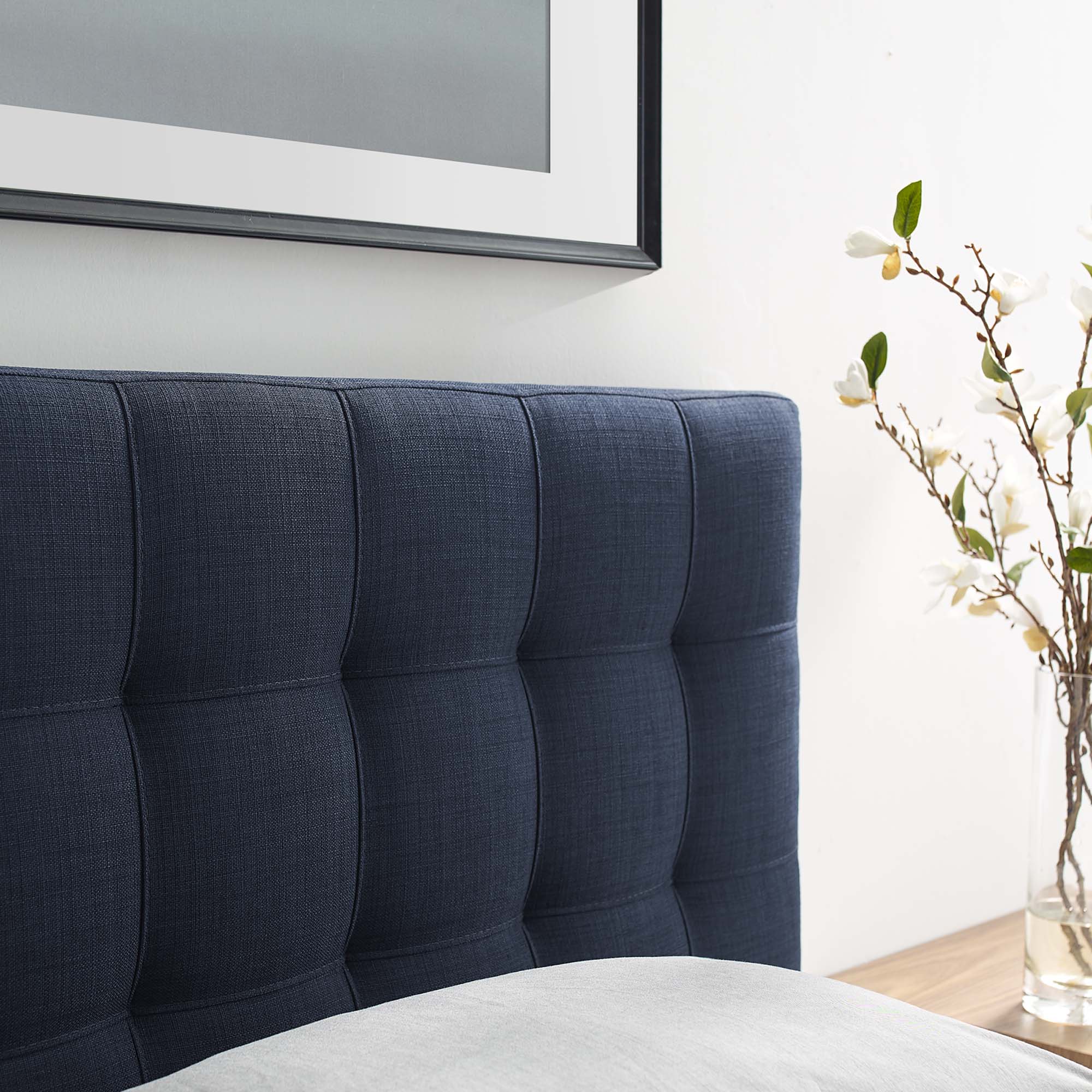 Lily Upholstered Fabric Twin Headboard, Navy