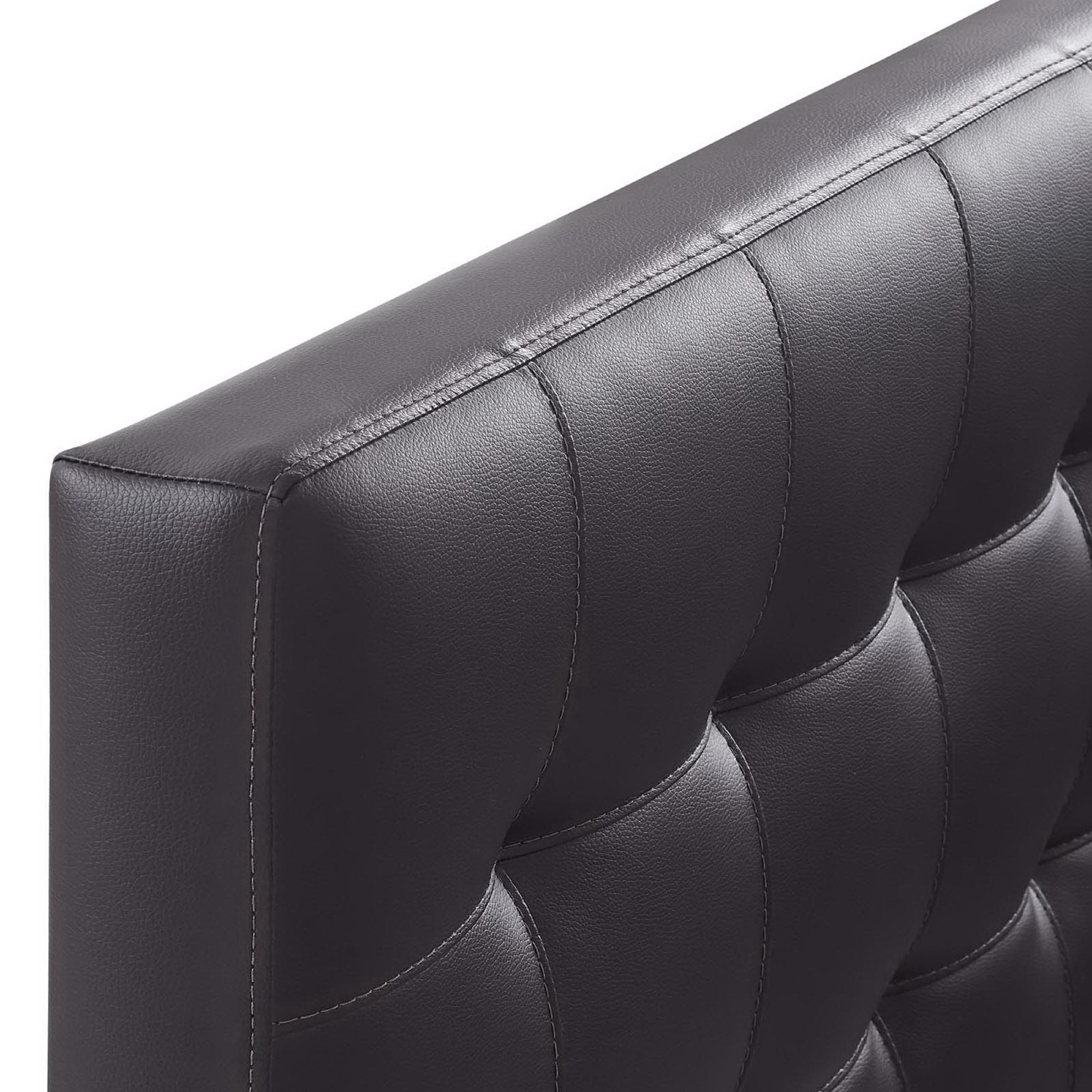 Lily Upholstered Vinyl Twin Headboard, Brown