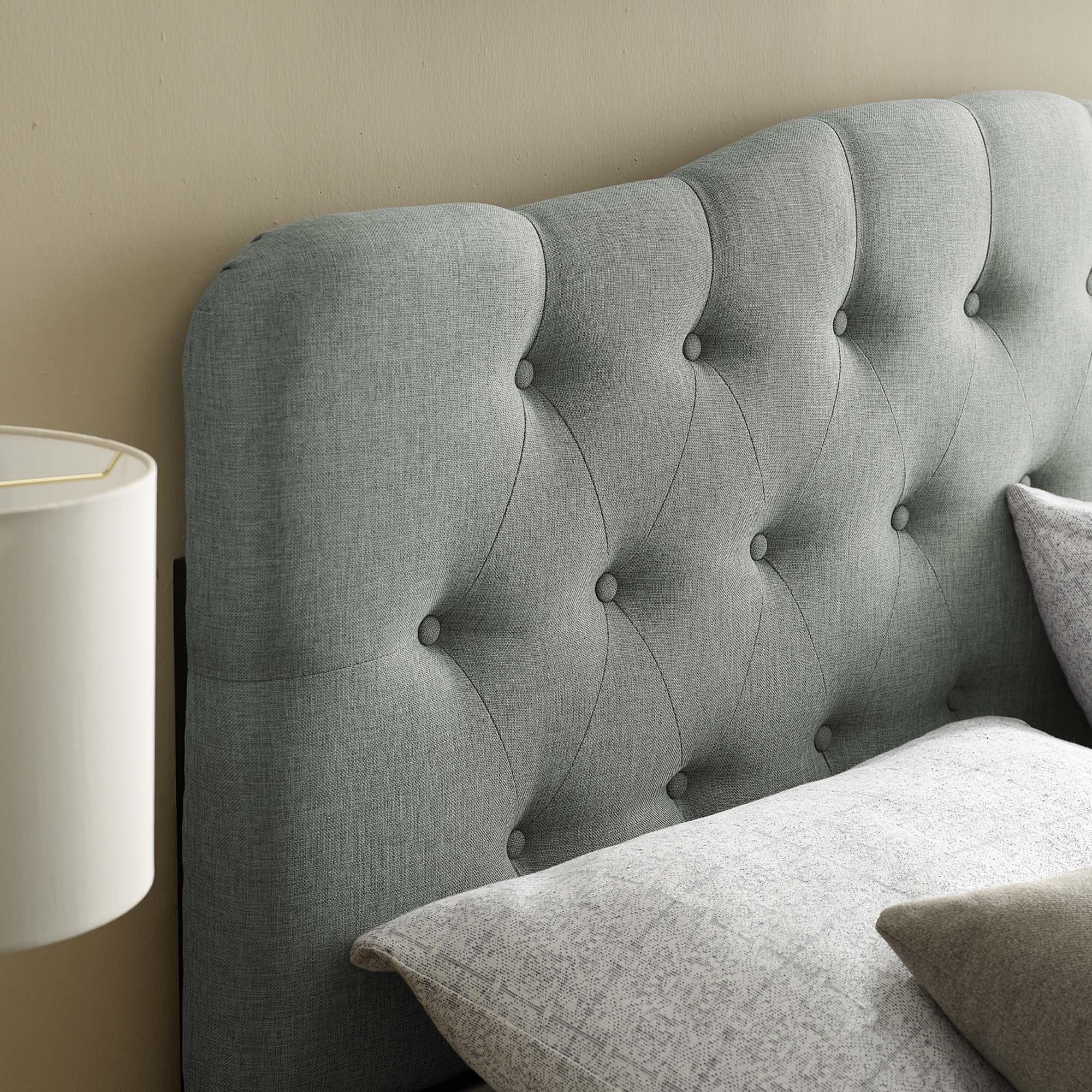 Annabel Upholstered Fabric Queen Headboard, Gray