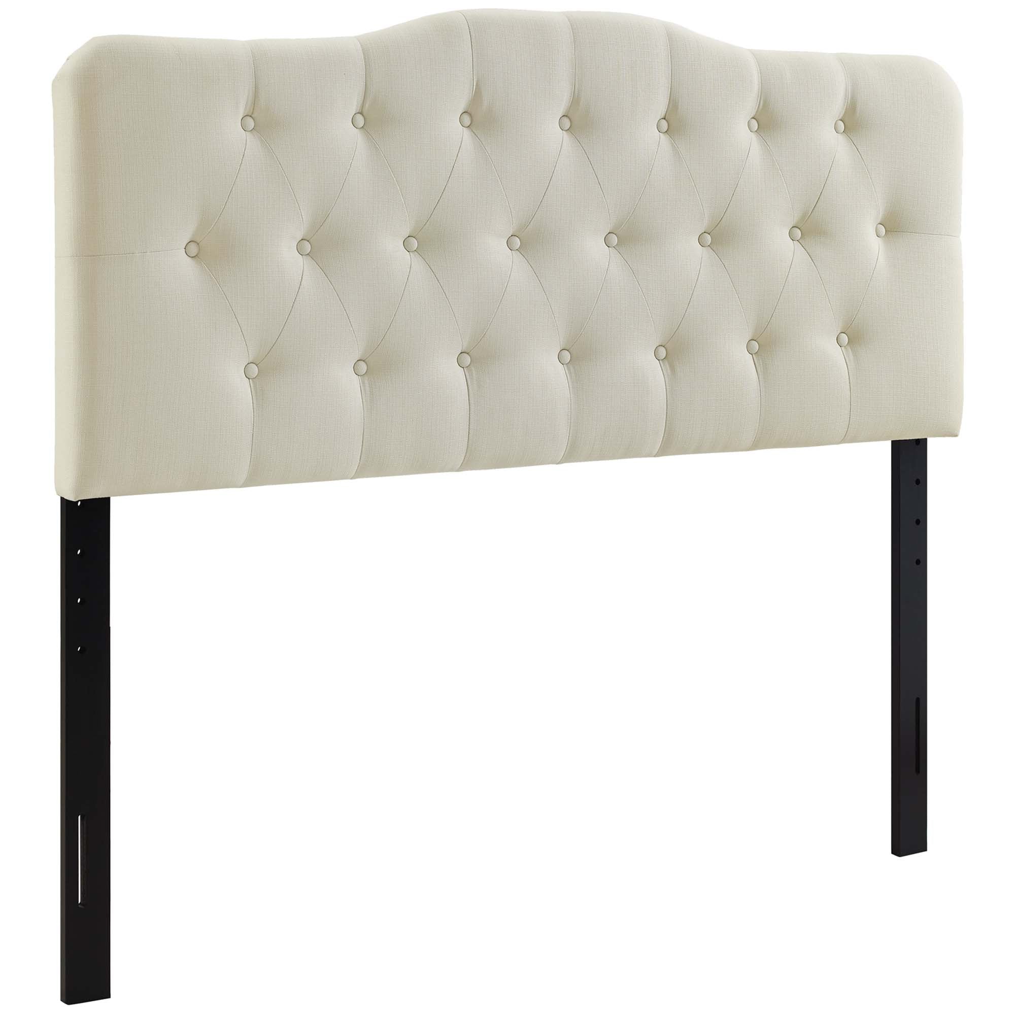 Annabel Upholstered Fabric Queen Headboard, Ivory