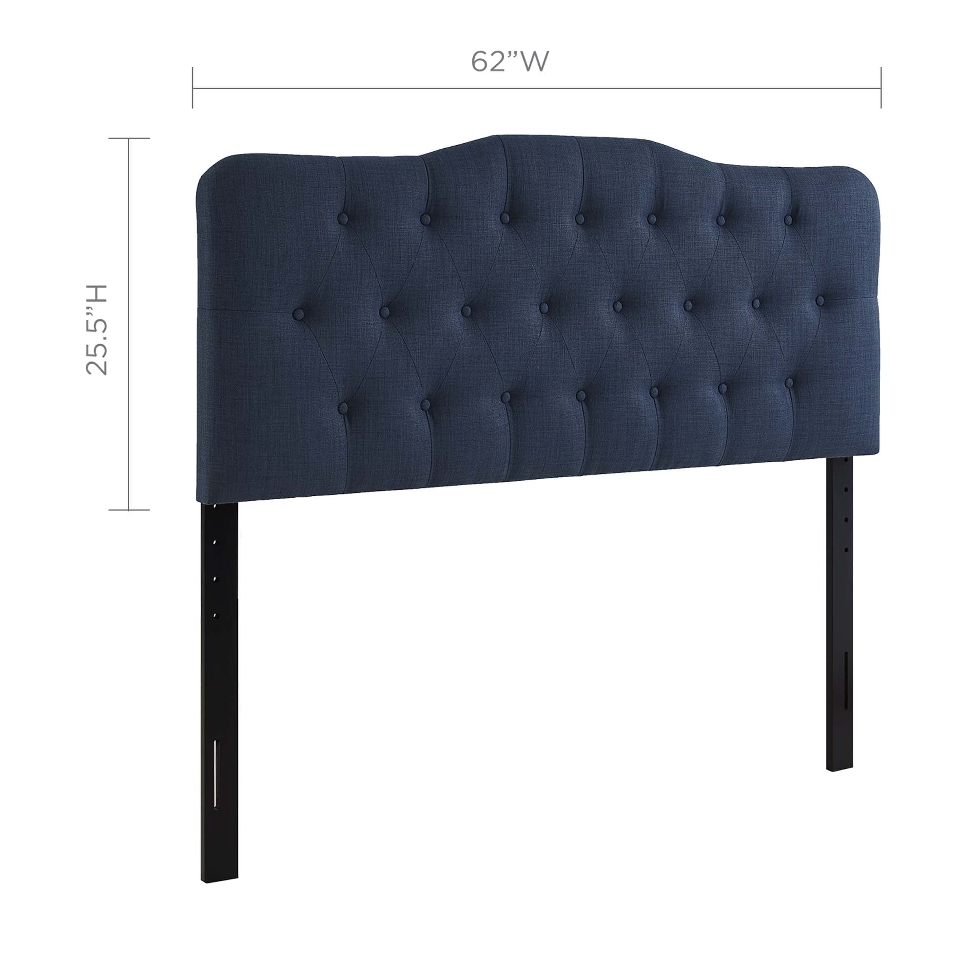 Annabel Upholstered Fabric Queen Headboard, Navy