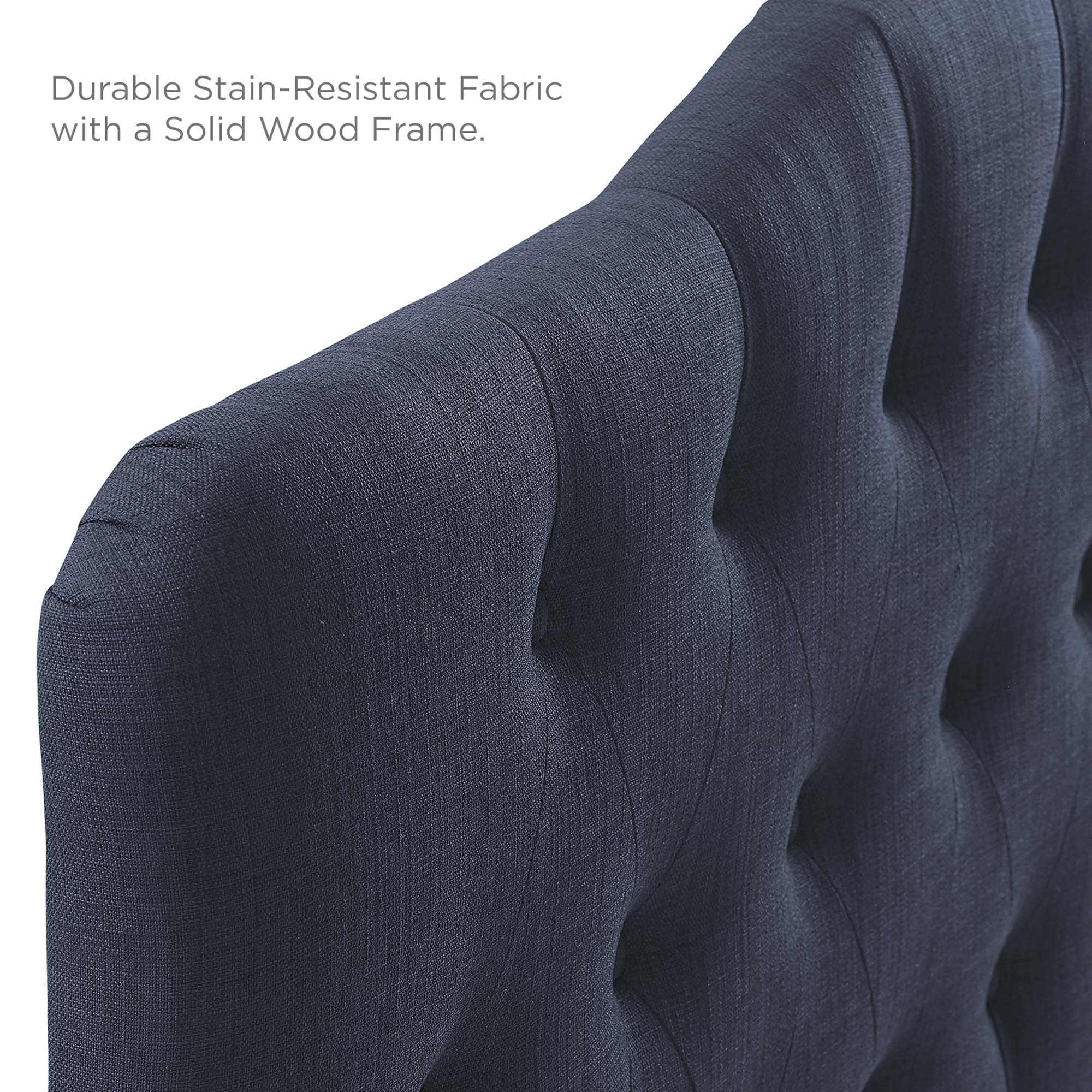 Annabel Upholstered Fabric Queen Headboard, Navy