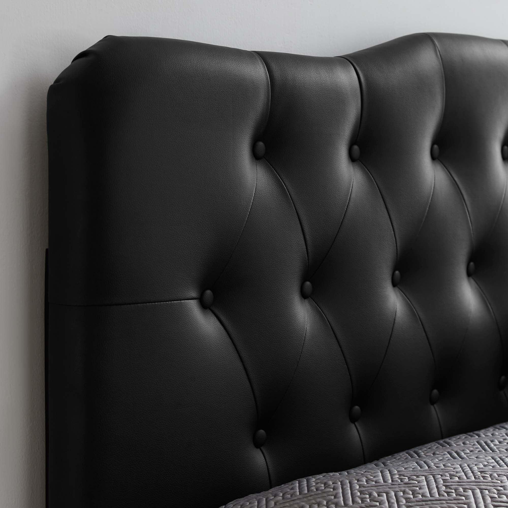 Annabel Upholstered Vinyl Queen Headboard, Black
