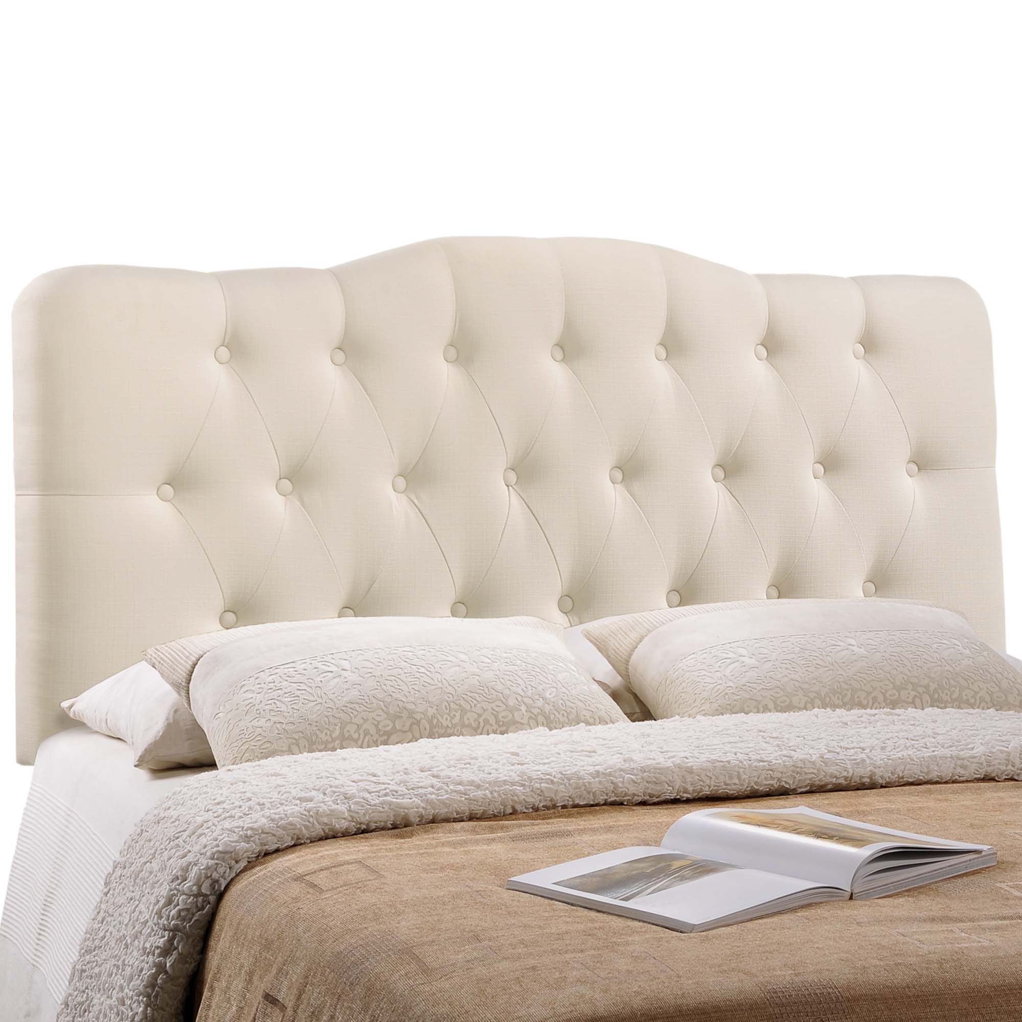 Annabel Upholstered Fabric Full Headboard, Ivory