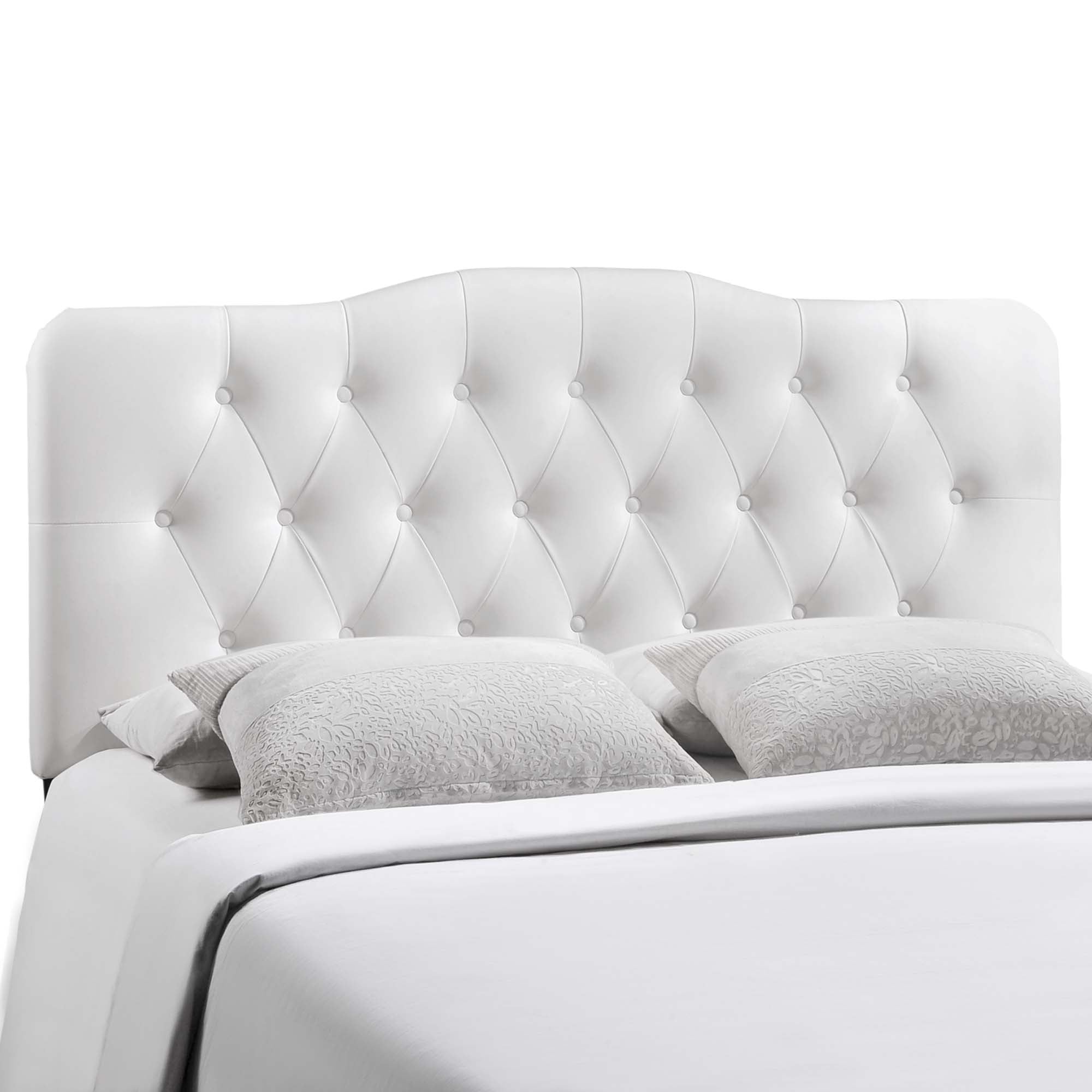 Annabel Upholstered Vinyl Full Headboard, White