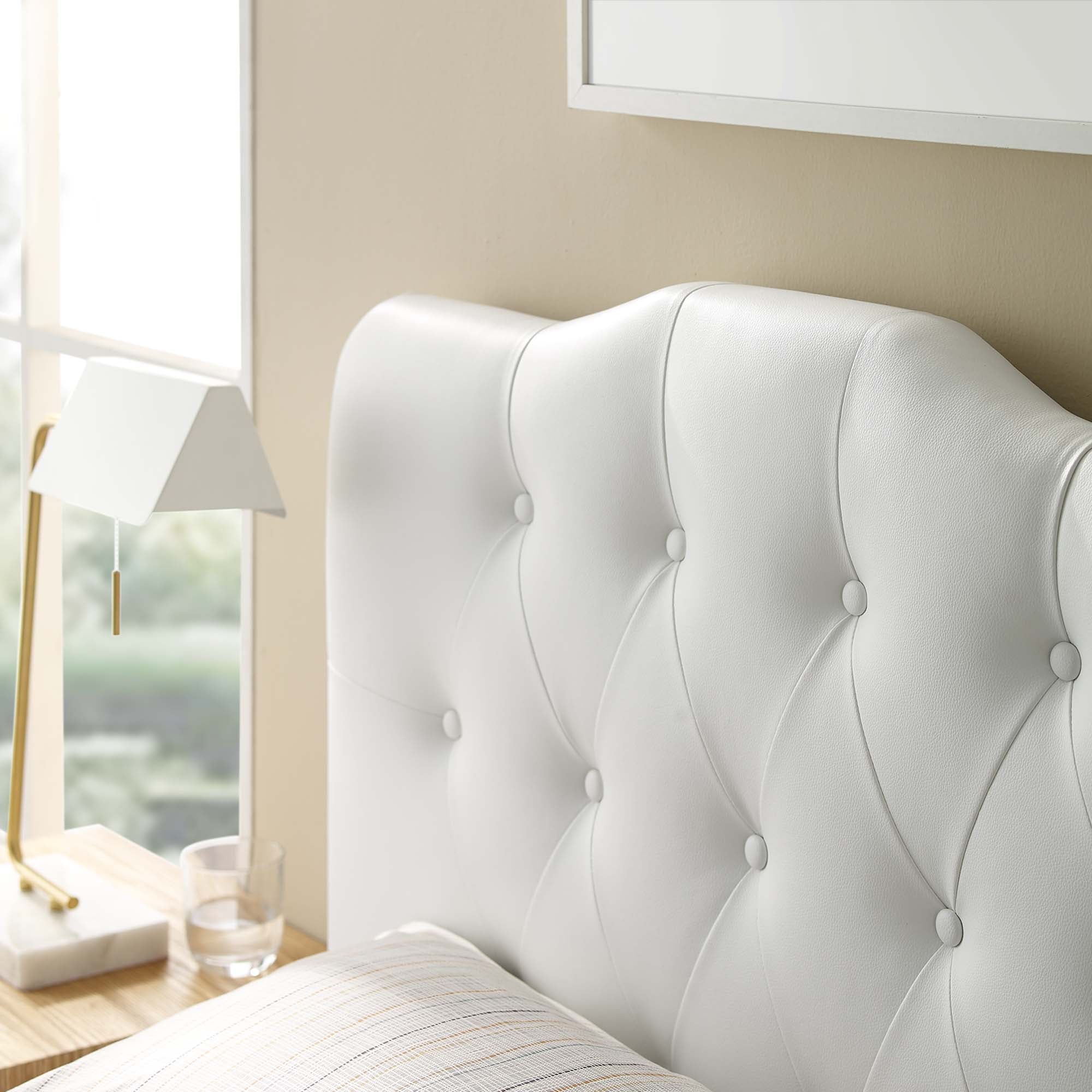 Annabel Upholstered Vinyl Twin Headboard, White