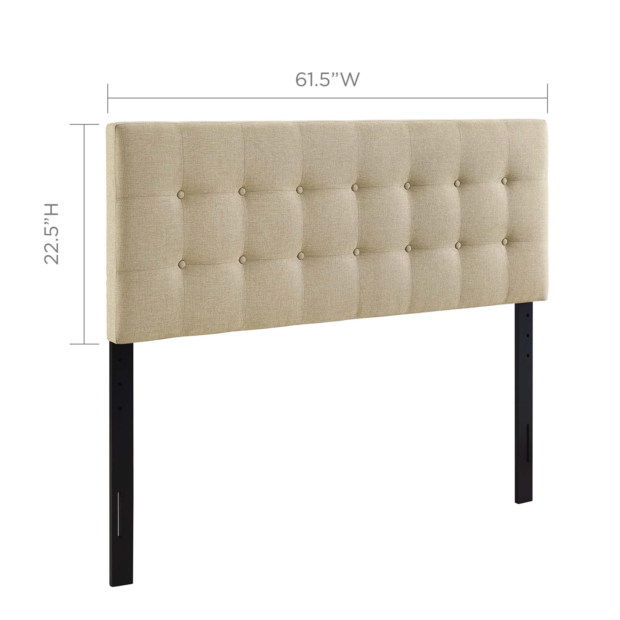 Emily Upholstered Fabric Queen Headboard, Beige
