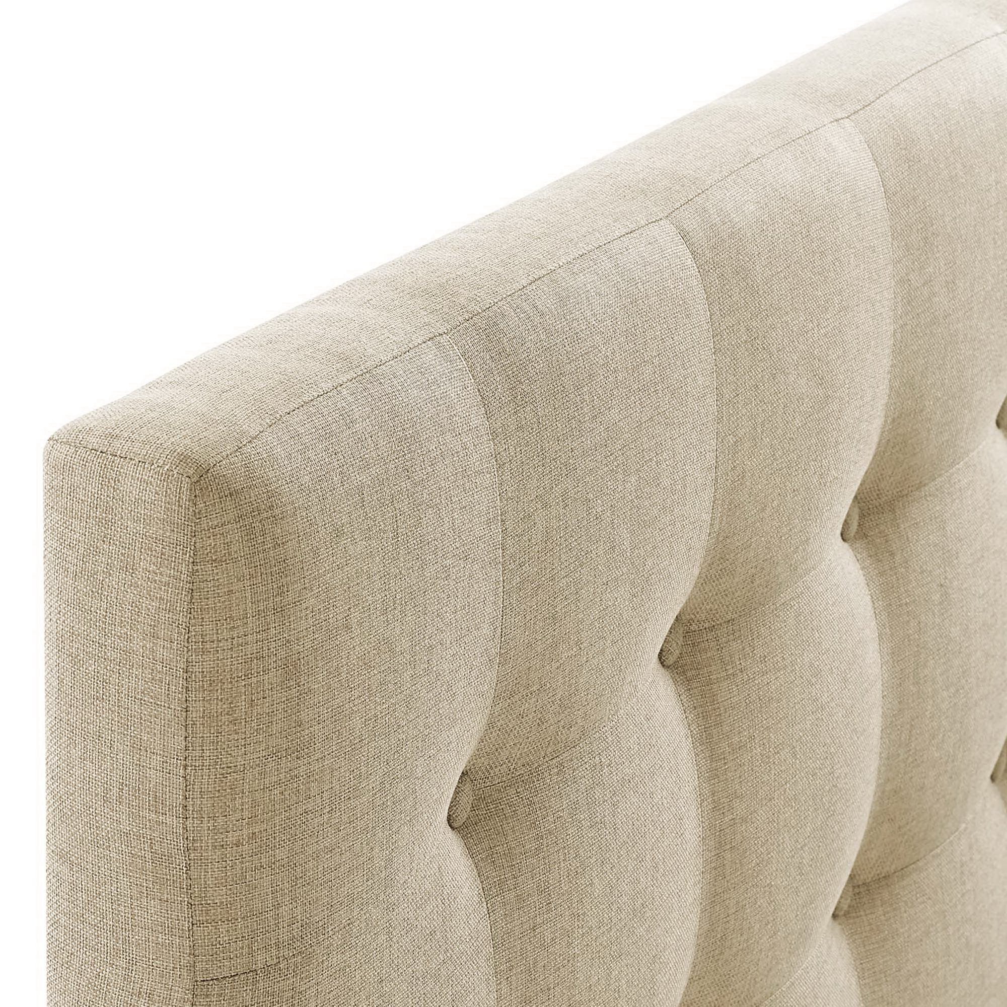 Emily Upholstered Fabric Queen Headboard, Beige