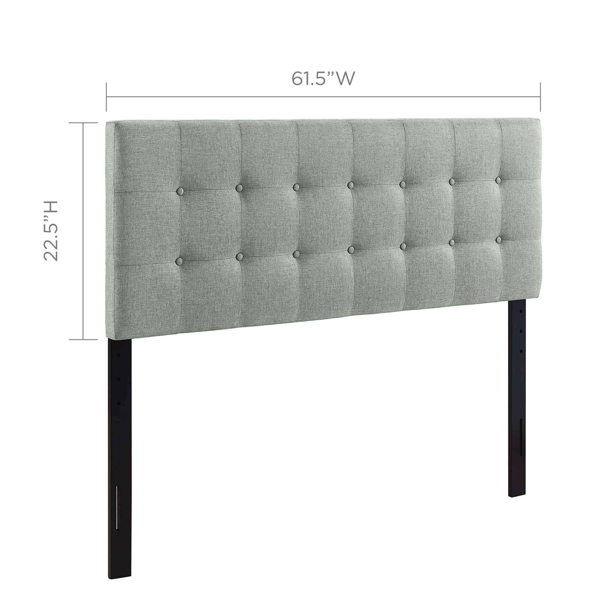 Emily Upholstered Fabric Queen Headboard, Gray