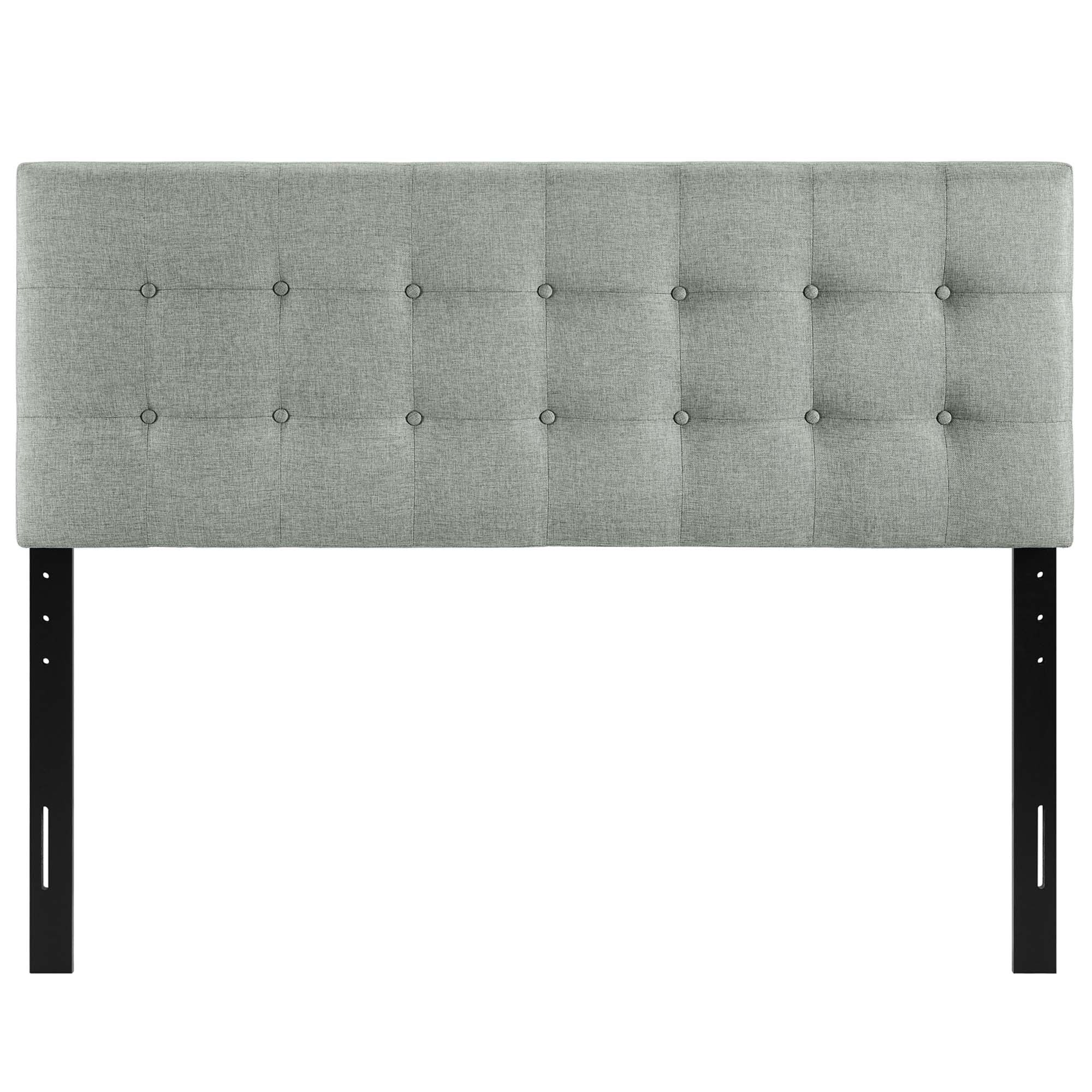 Emily Upholstered Fabric Queen Headboard, Gray