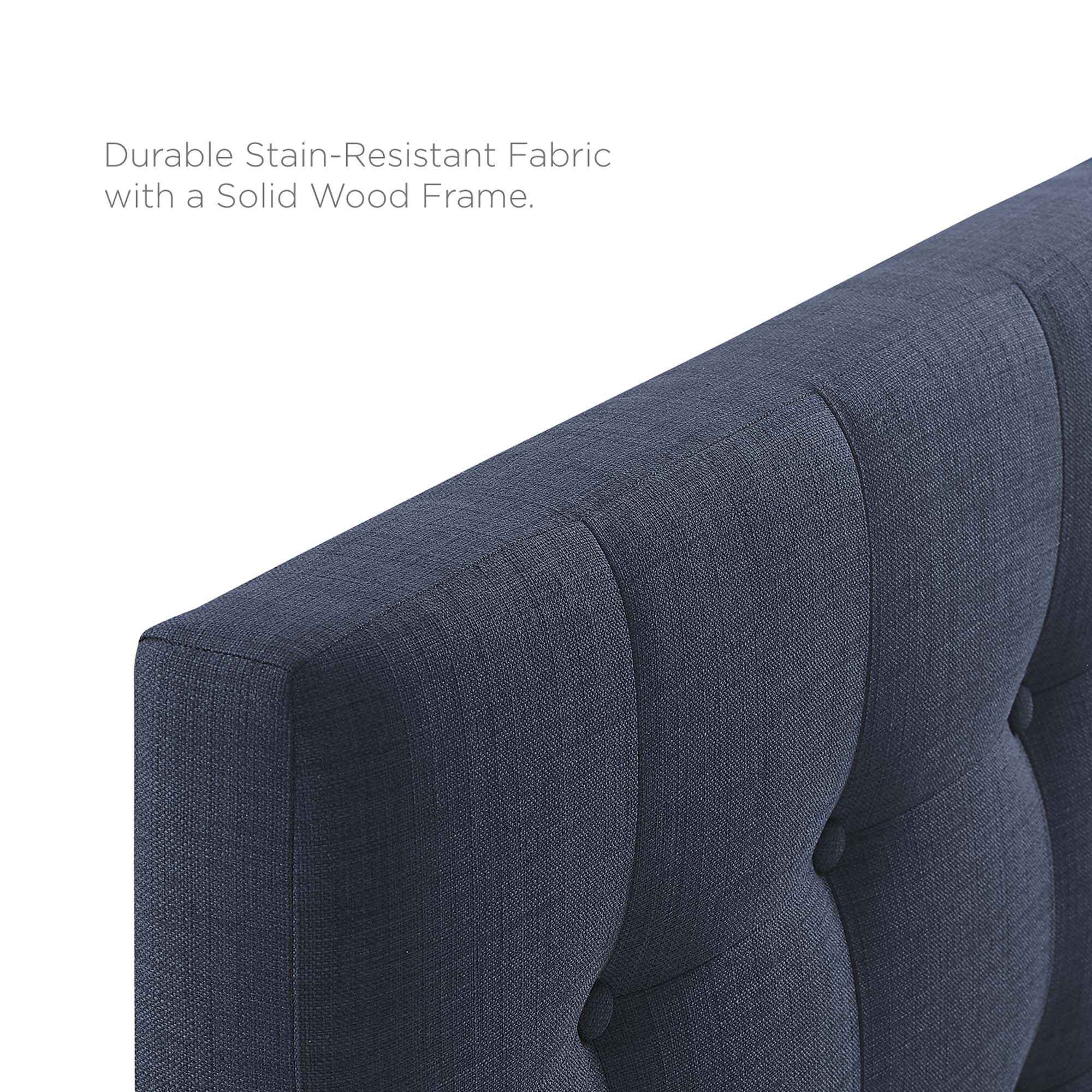 Emily Upholstered Fabric Queen Headboard, Navy