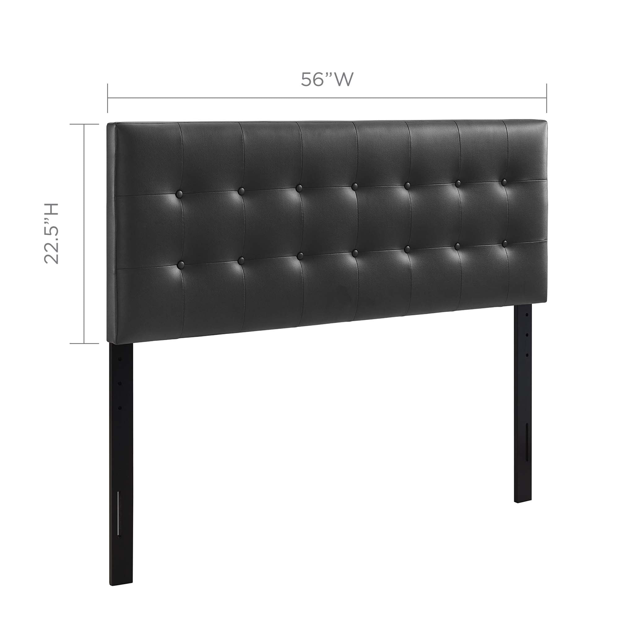 Emily Upholstered Vinyl Full Headboard, Black
