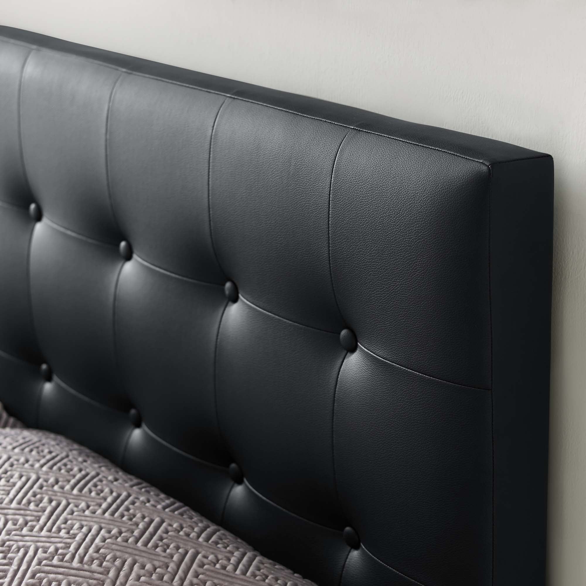 Emily Upholstered Vinyl Full Headboard, Black