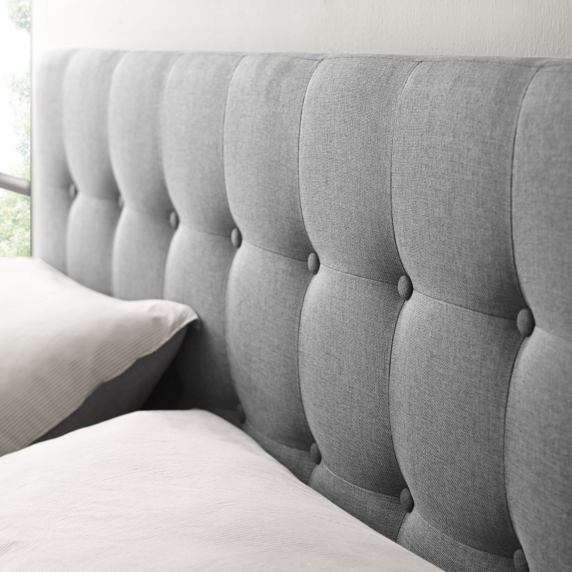 Emily Upholstered Fabric King Headboard, Gray