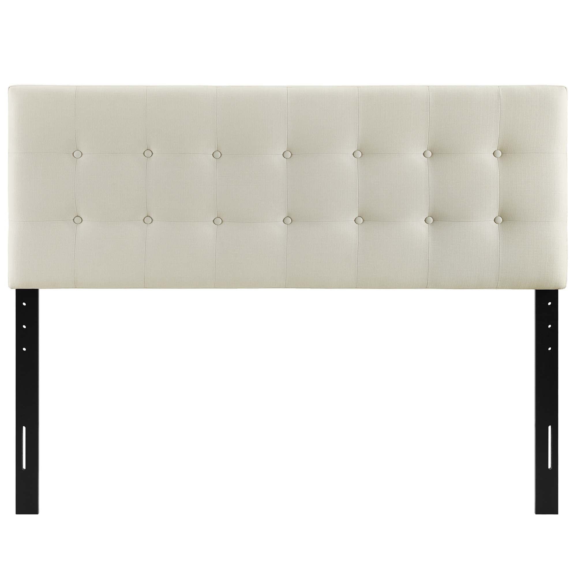 Emily Upholstered Fabric King Headboard, Ivory