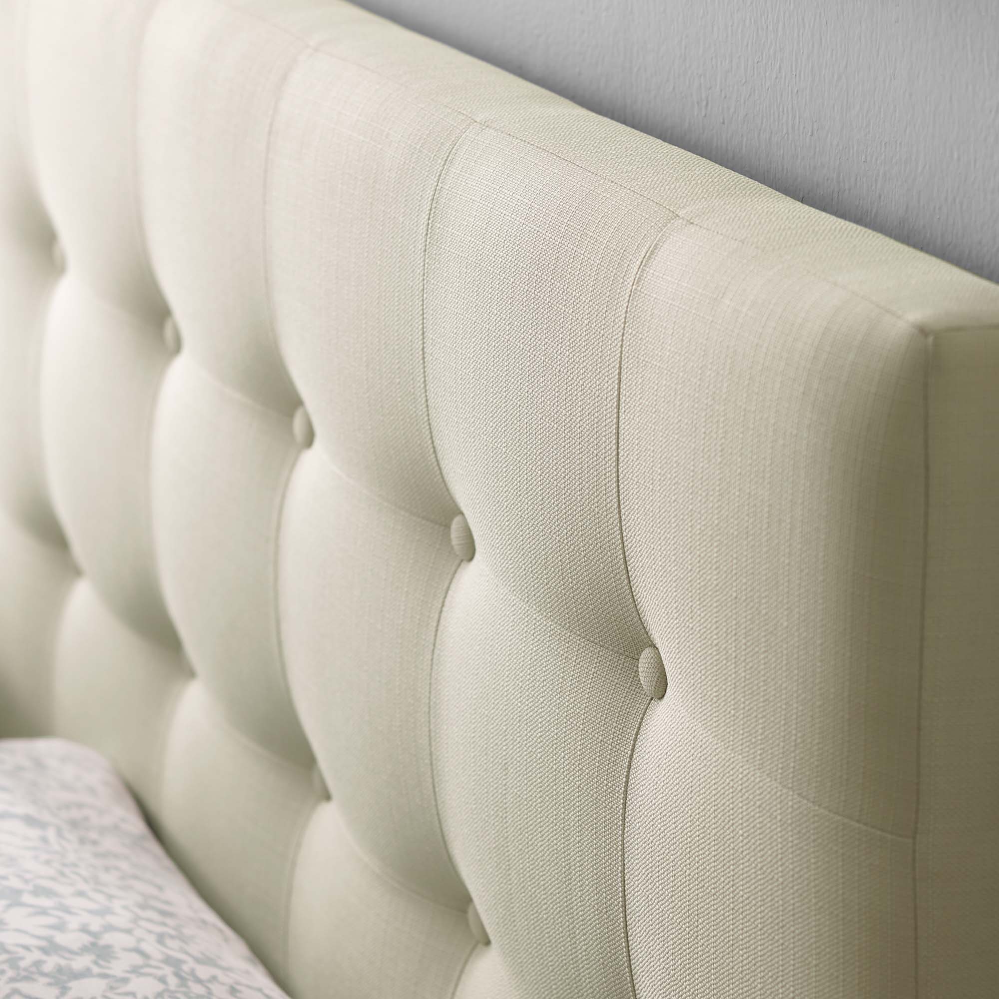 Emily Upholstered Fabric King Headboard, Ivory