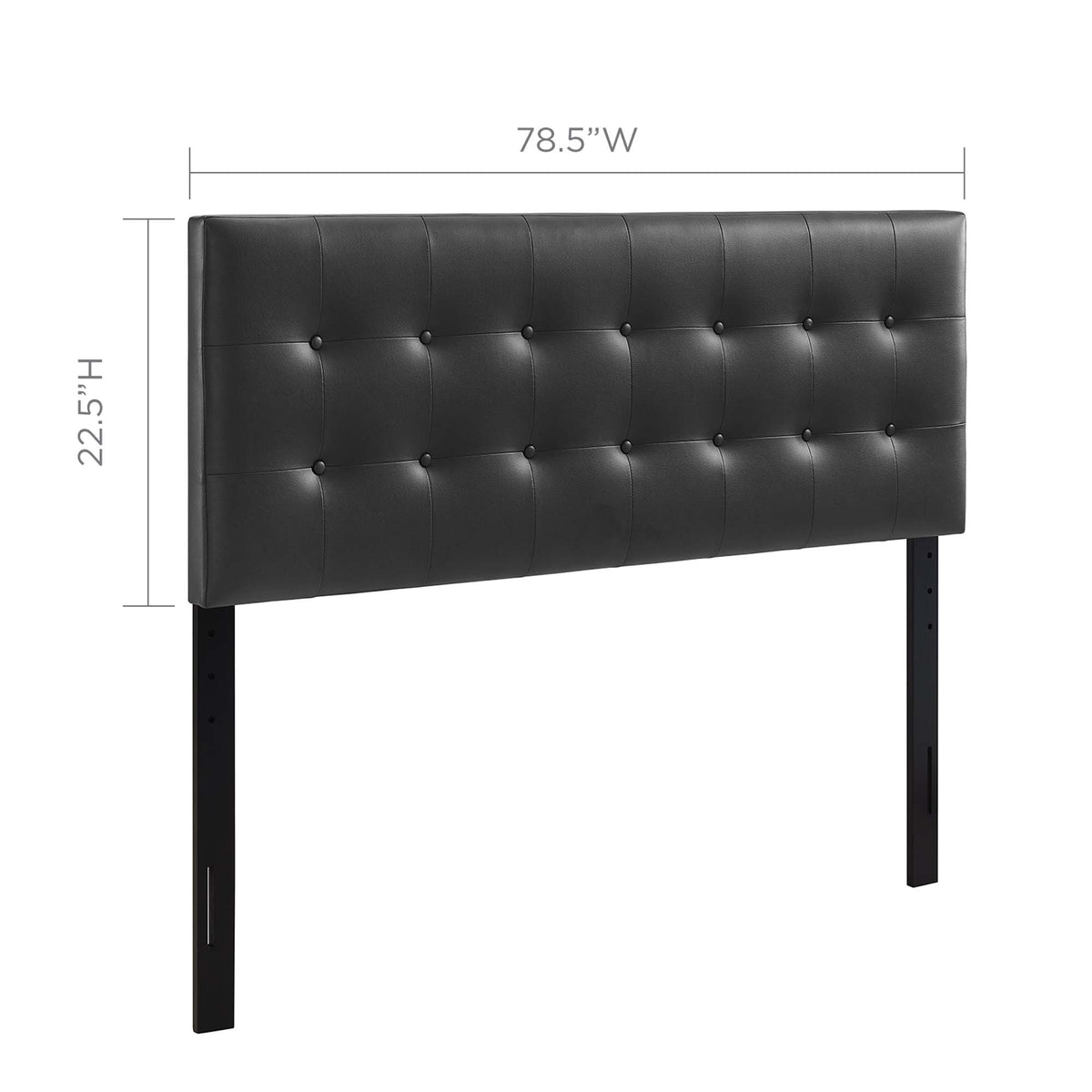 Emily Upholstered Vinyl King Headboard, Black