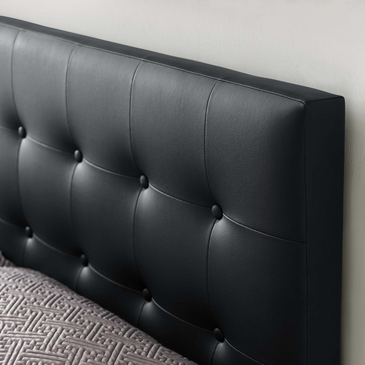 Emily Upholstered Vinyl King Headboard, Black