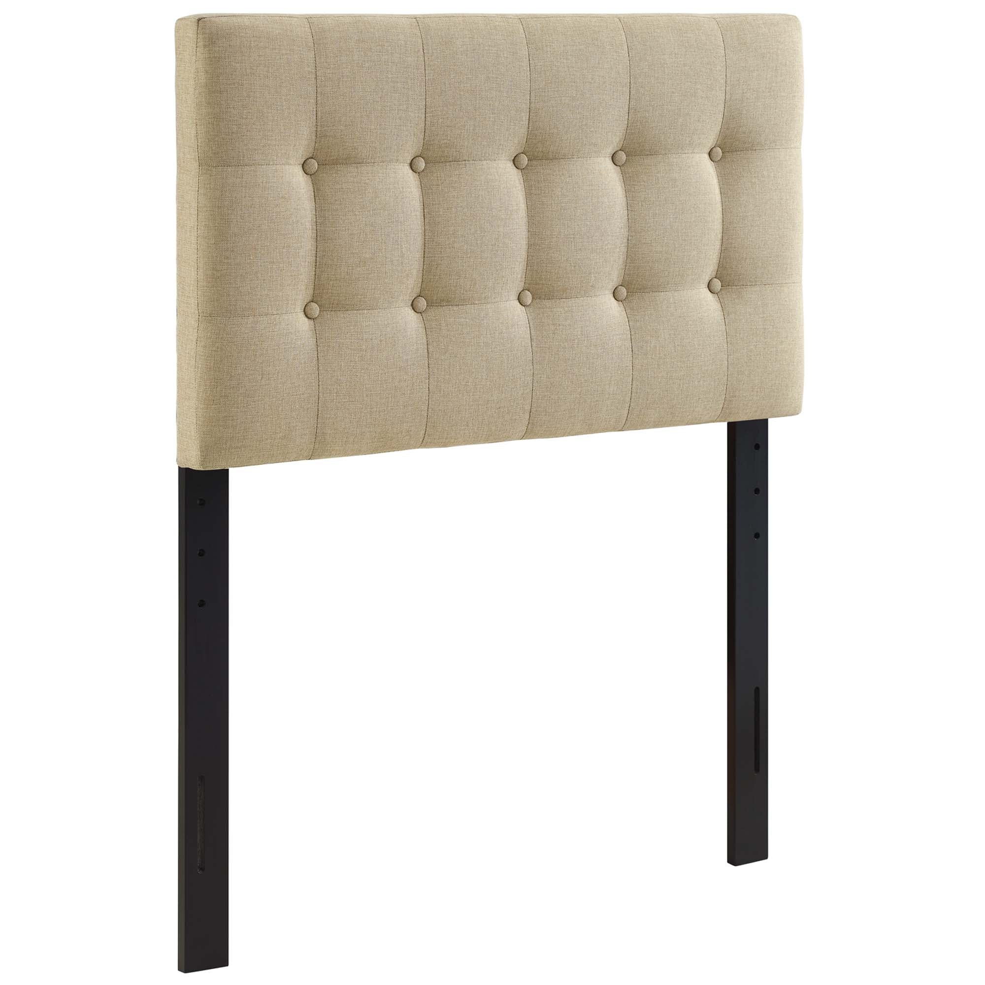 Emily Upholstered Fabric Twin Headboard, Beige