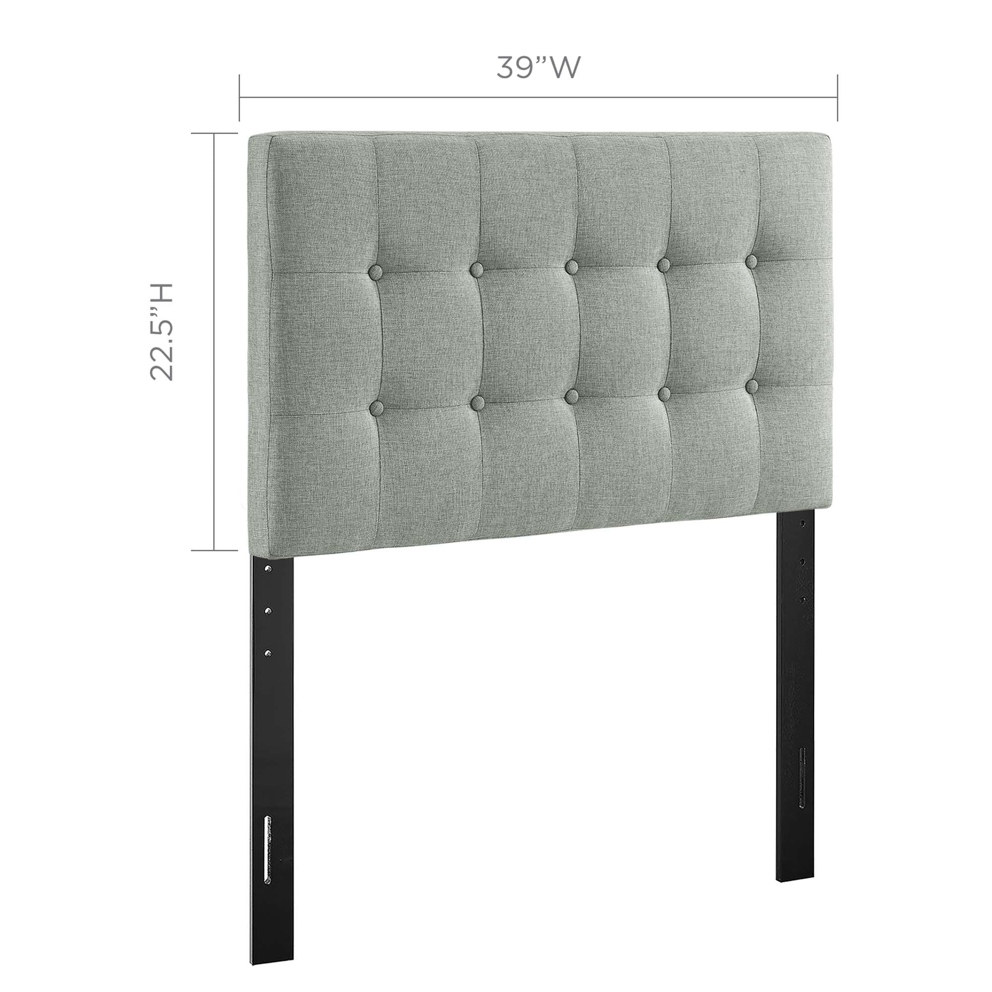 Emily Upholstered Fabric Twin Headboard, Gray