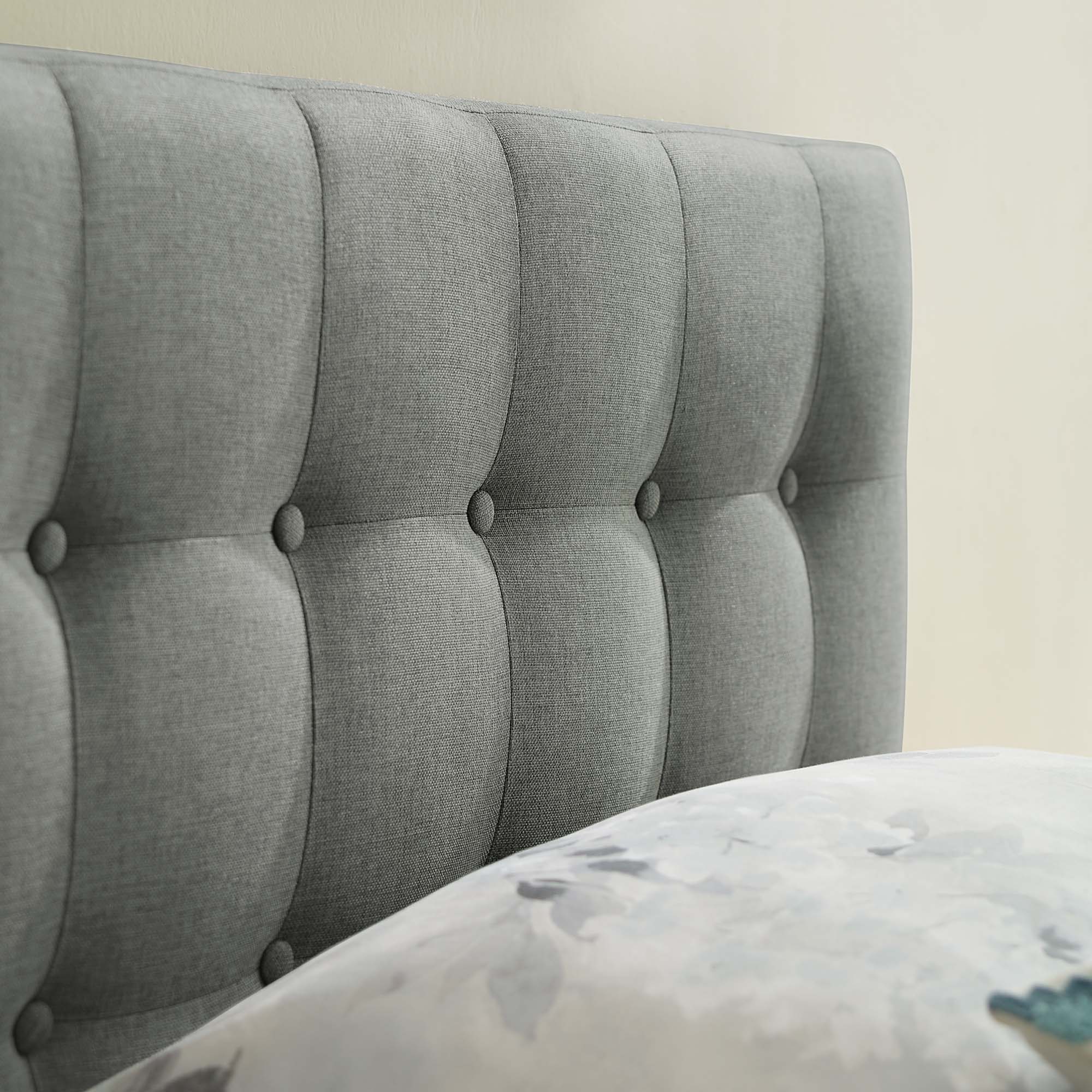 Emily Upholstered Fabric Twin Headboard, Gray