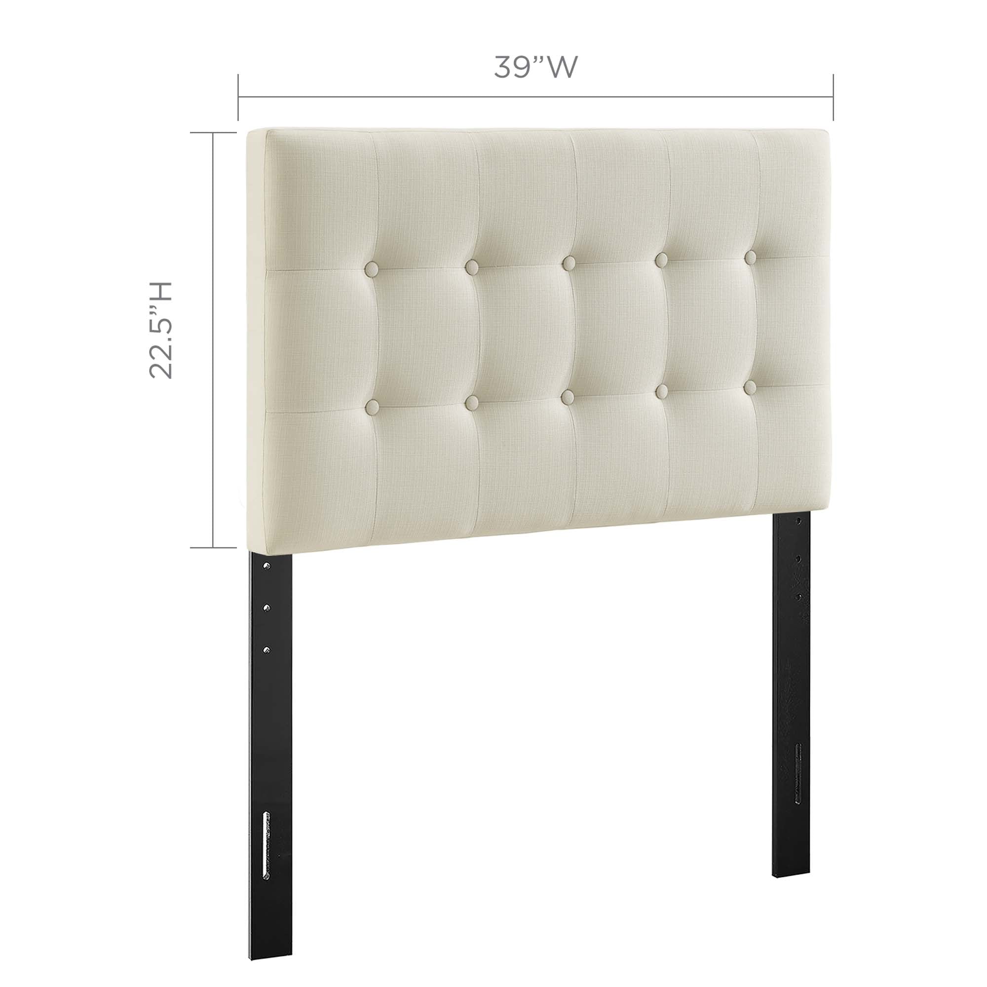 Emily Upholstered Fabric Twin Headboard, Ivory