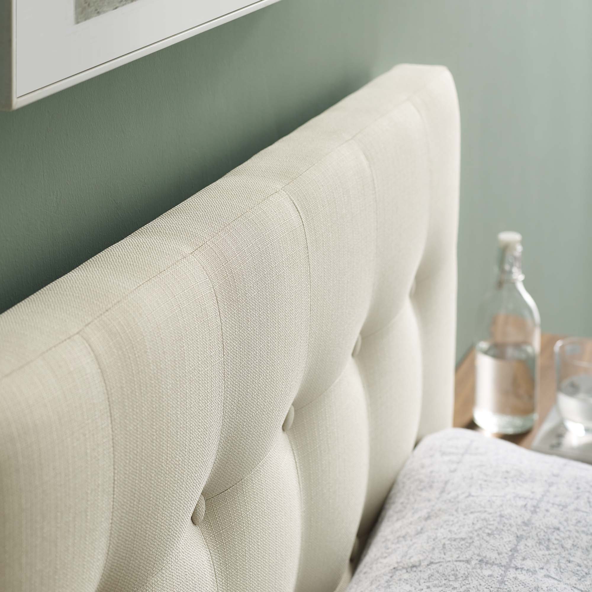 Emily Upholstered Fabric Twin Headboard, Ivory