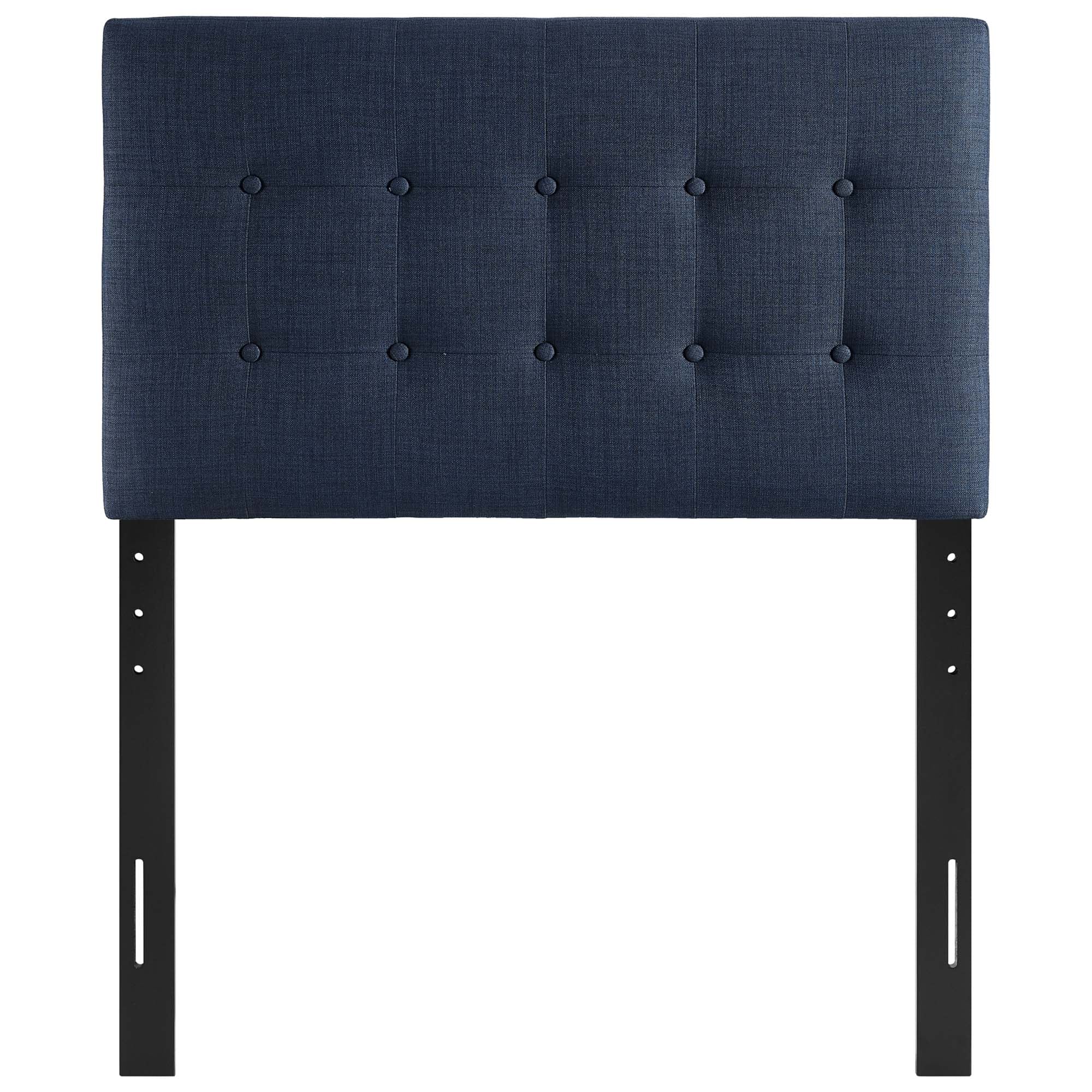 Emily Upholstered Fabric Twin Headboard, Navy