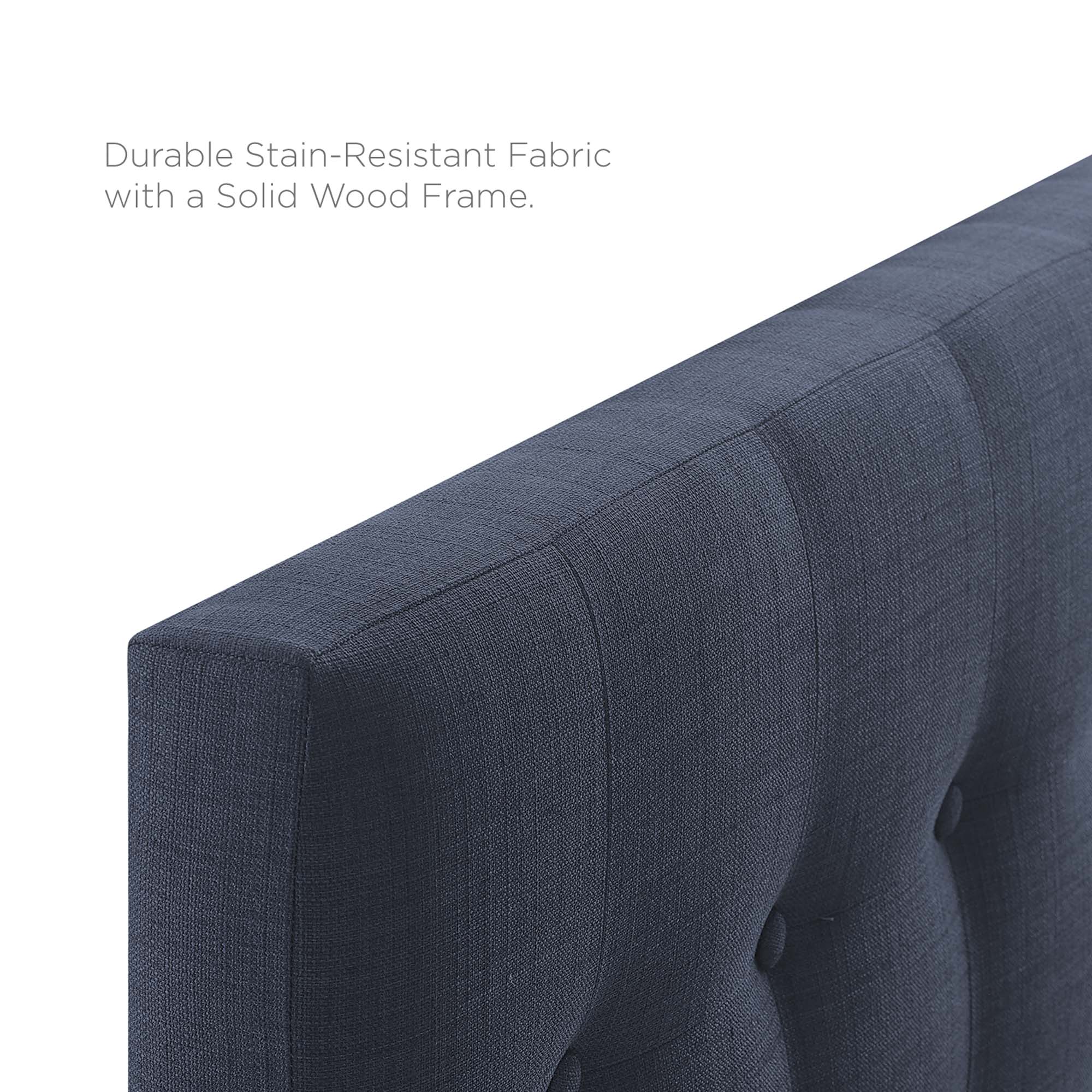 Emily Upholstered Fabric Twin Headboard, Navy