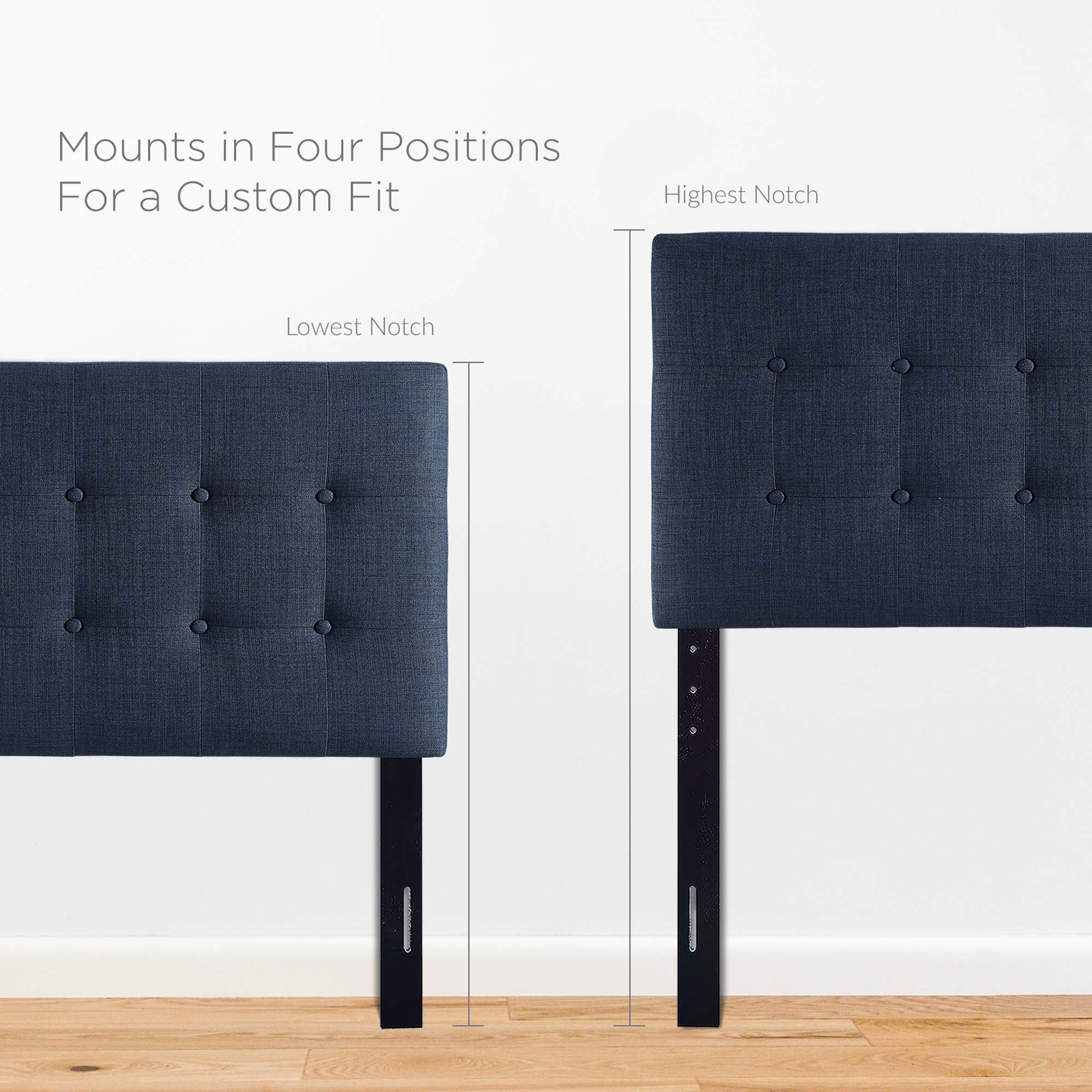 Emily Upholstered Fabric Twin Headboard, Navy