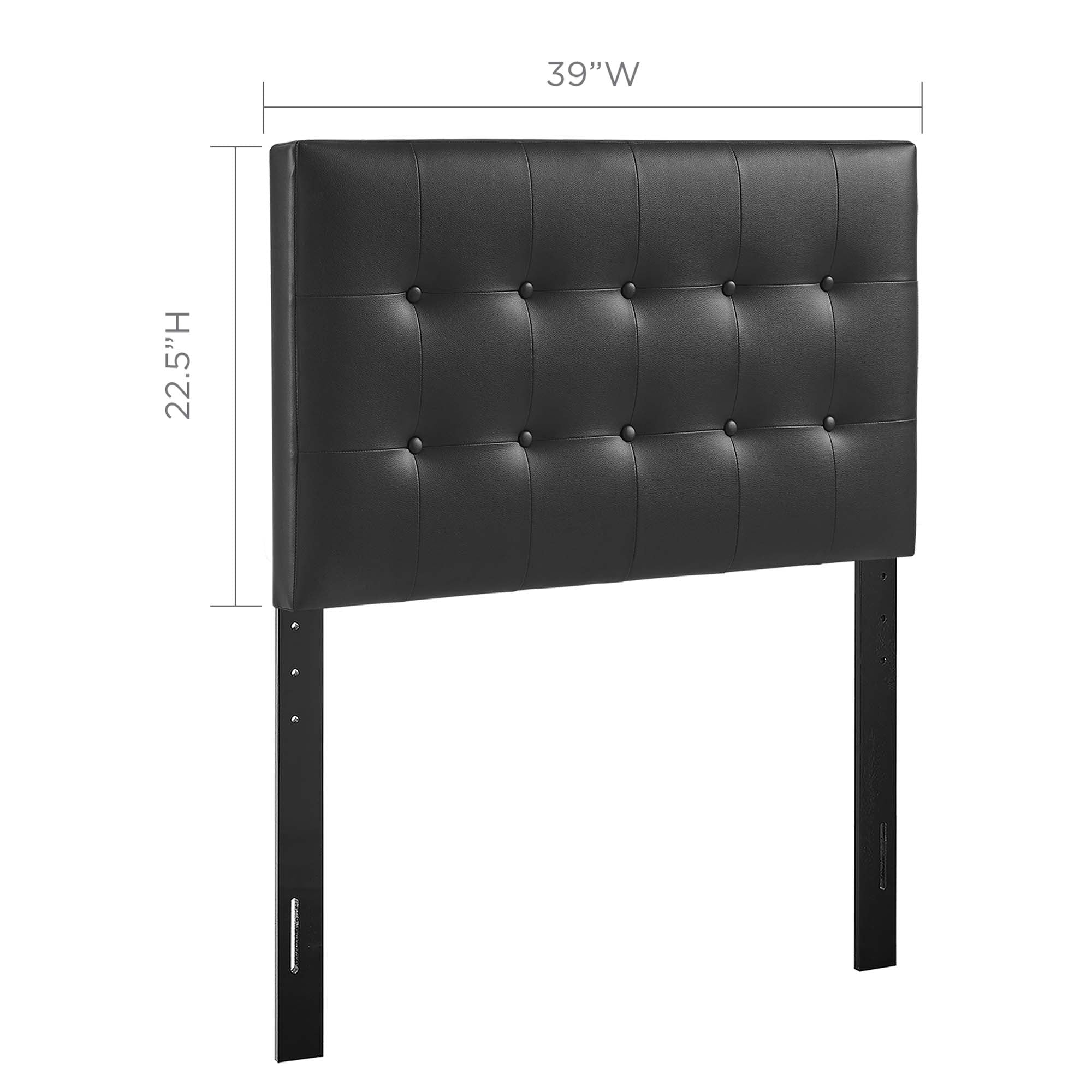 Emily Upholstered Vinyl Twin Headboard, Black
