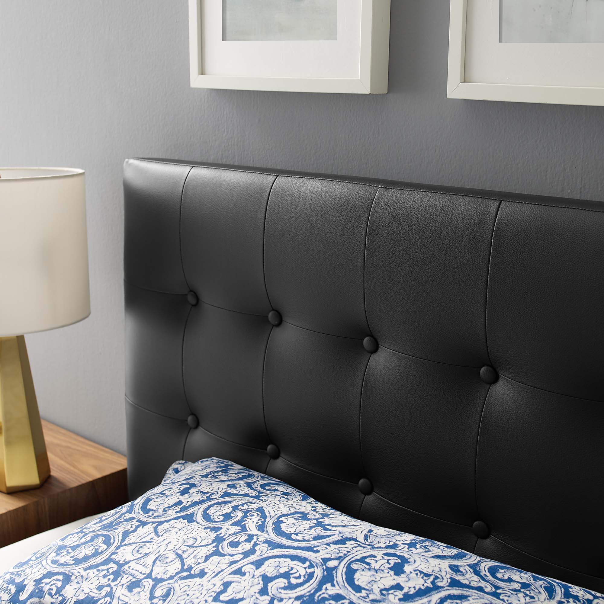Emily Upholstered Vinyl Twin Headboard, Black