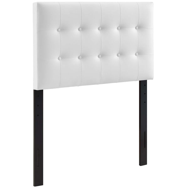 Emily Upholstered Vinyl Twin Headboard, White