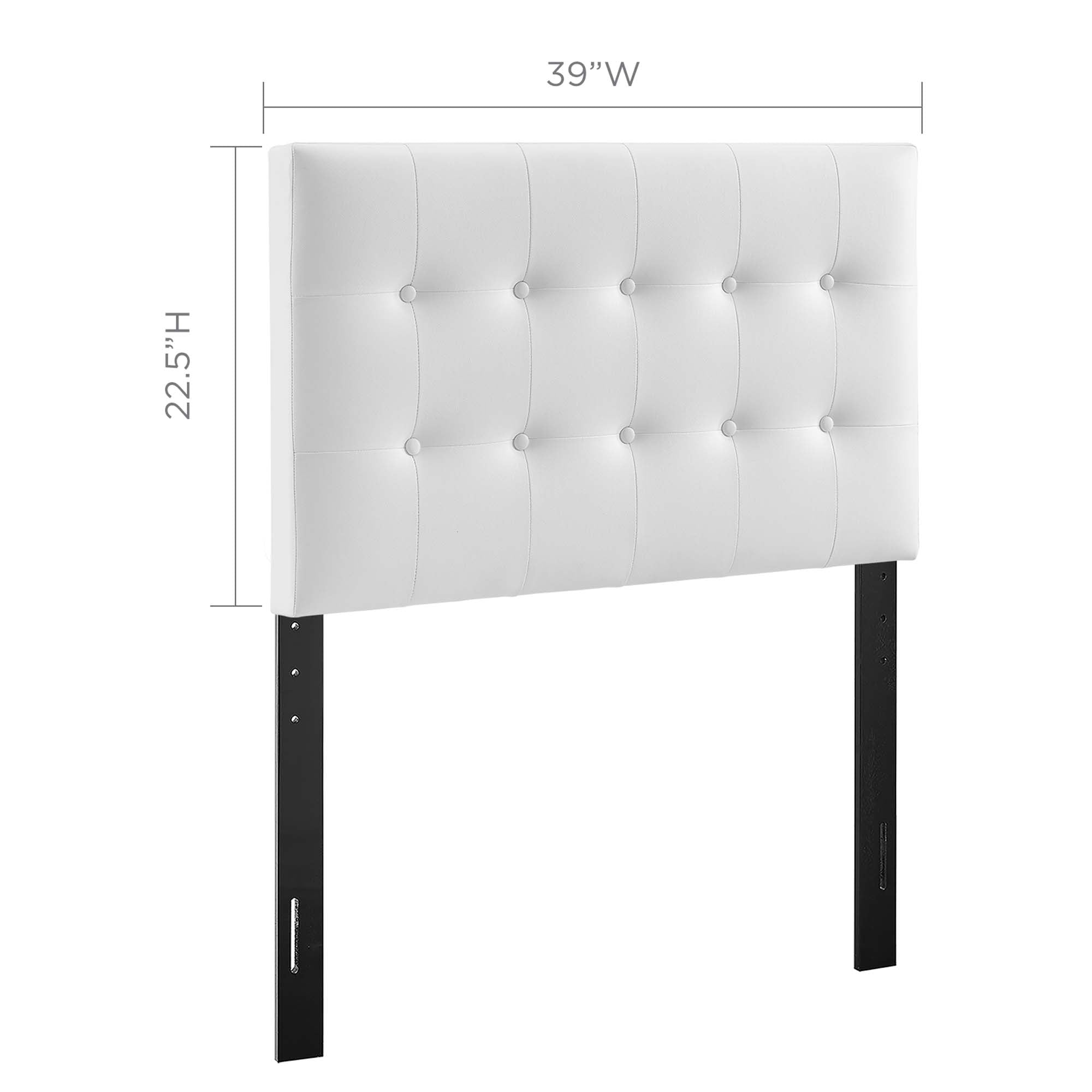 Emily Upholstered Vinyl Twin Headboard, White