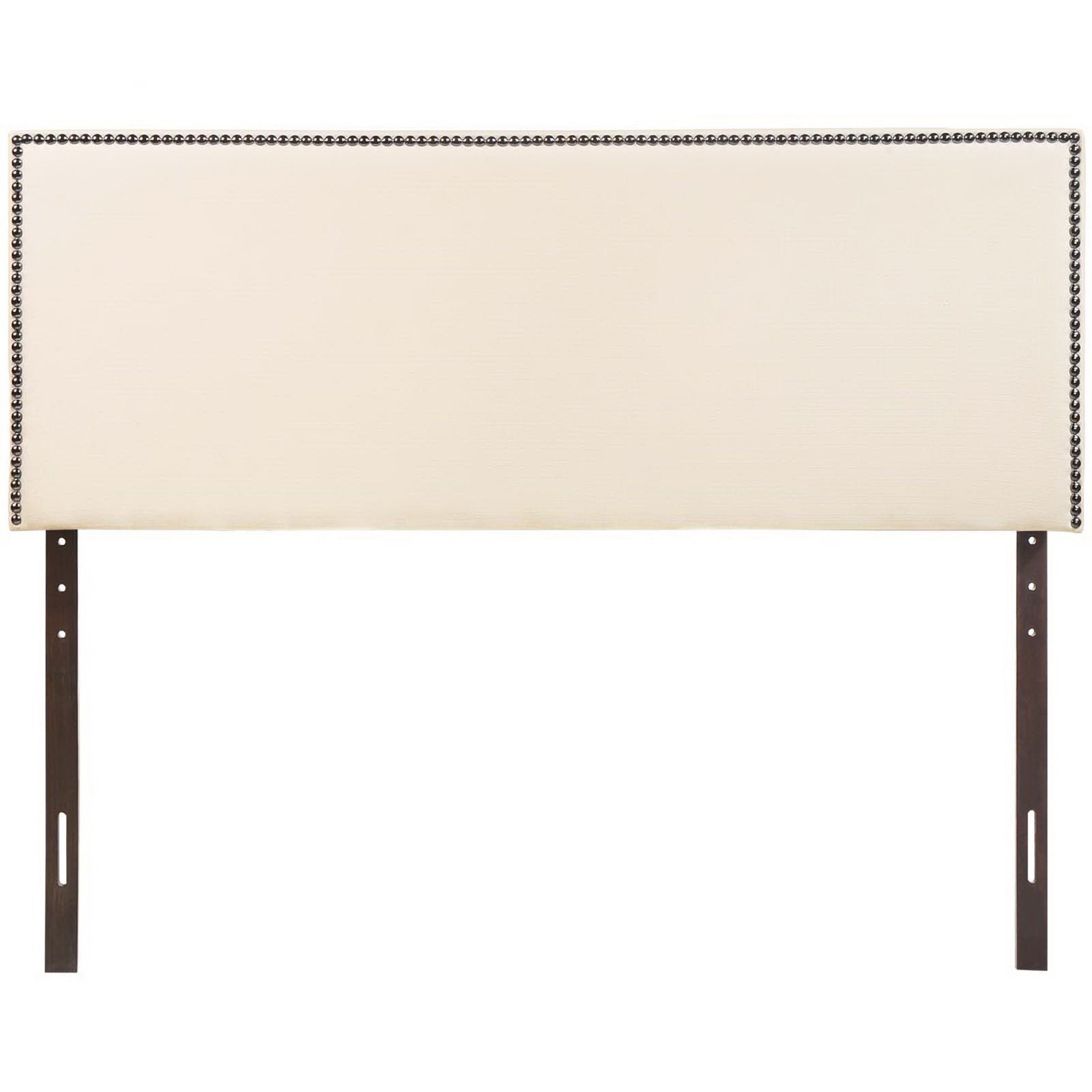 Region Nailhead Upholstered Full Headboard, Ivory