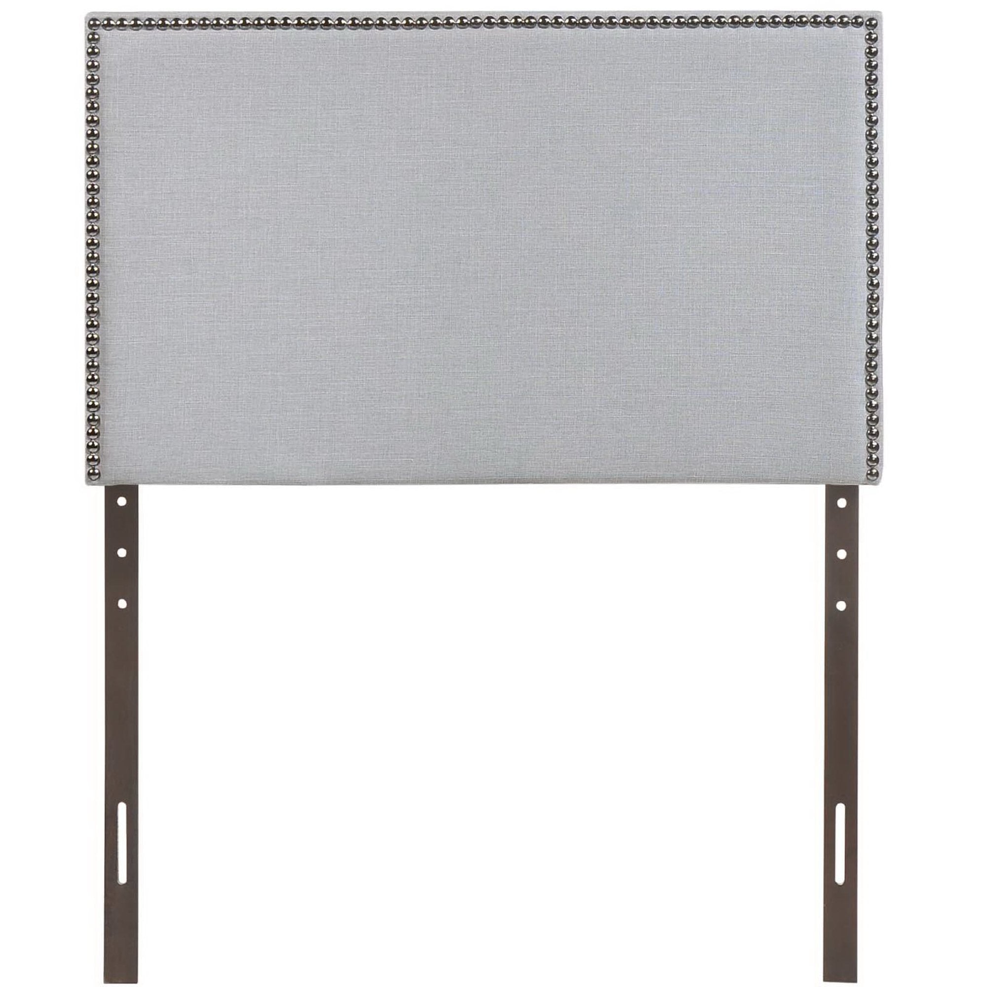 Region Nailhead Upholstered Twin Headboard, Sky Gray