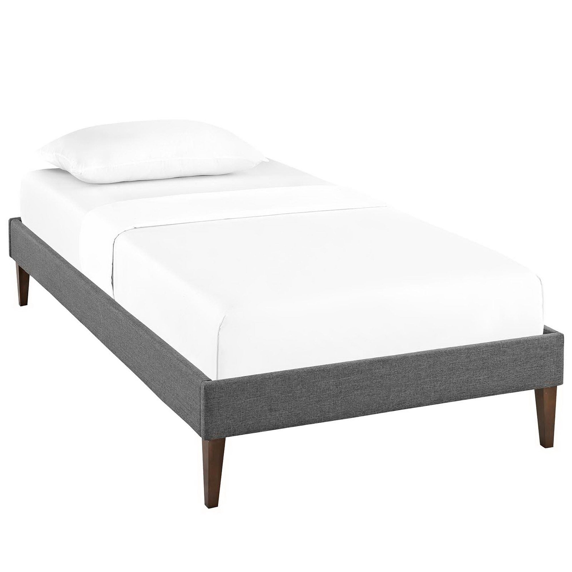Sharon Fabric Twin Bed Frame with Squared Tapered Legs, Gray
