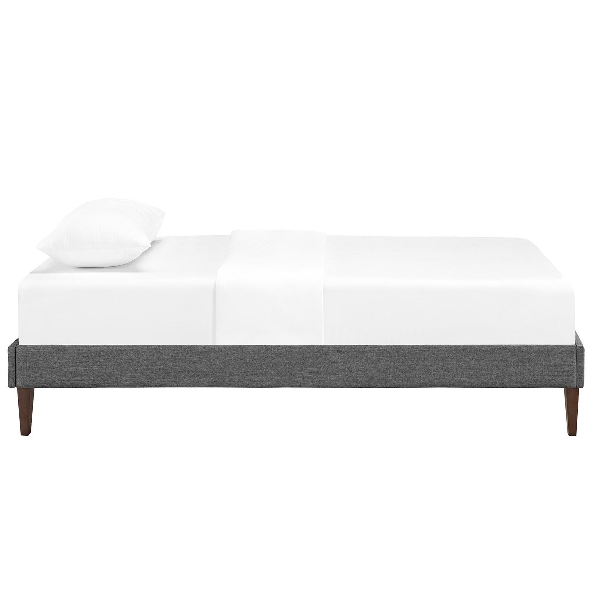 Sharon Fabric Twin Bed Frame with Squared Tapered Legs, Gray
